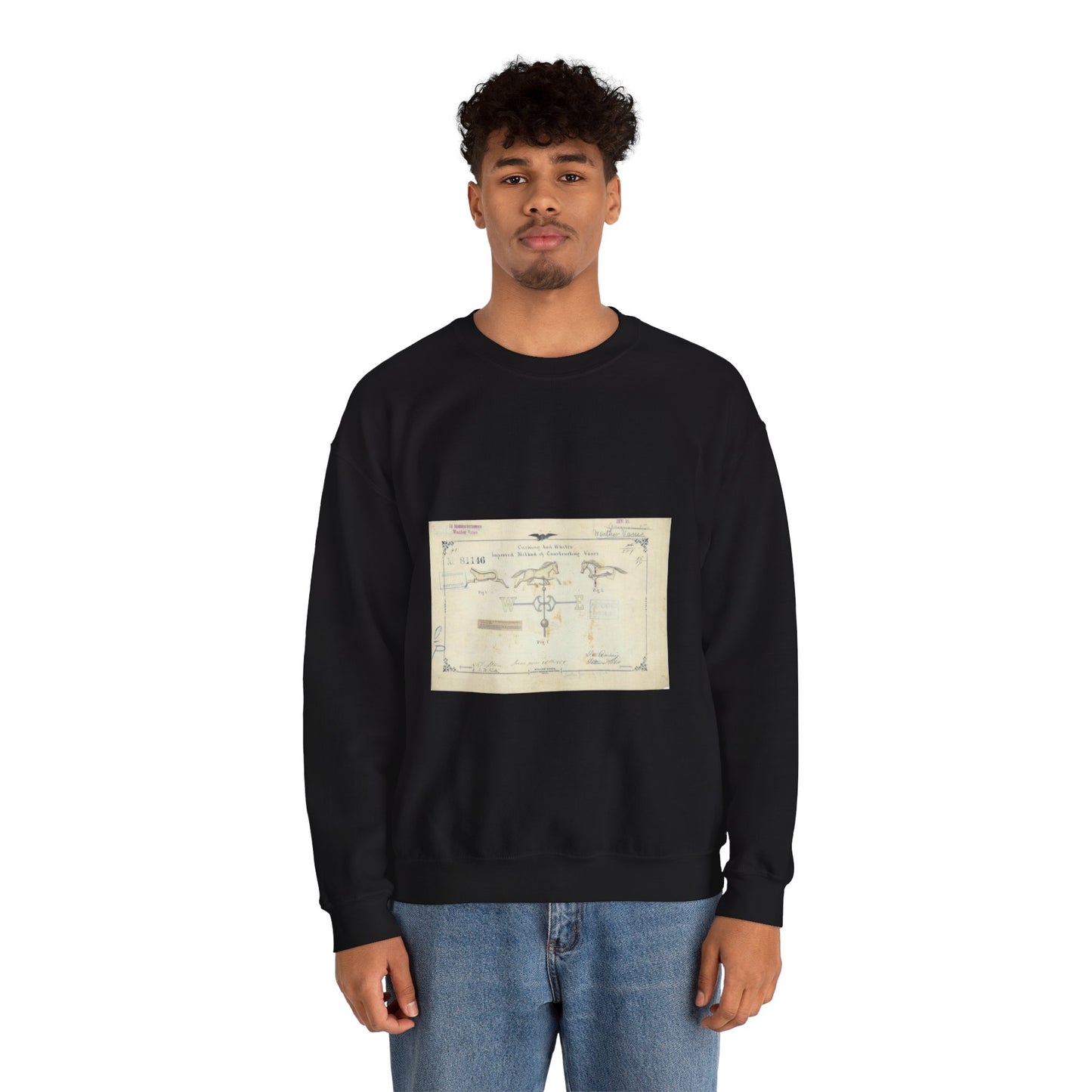 Patent drawing - Drawing of an Improved Method of Constructing Vanes Public domain image Black Heavy Blend Adult Crew Neck SweatShirt