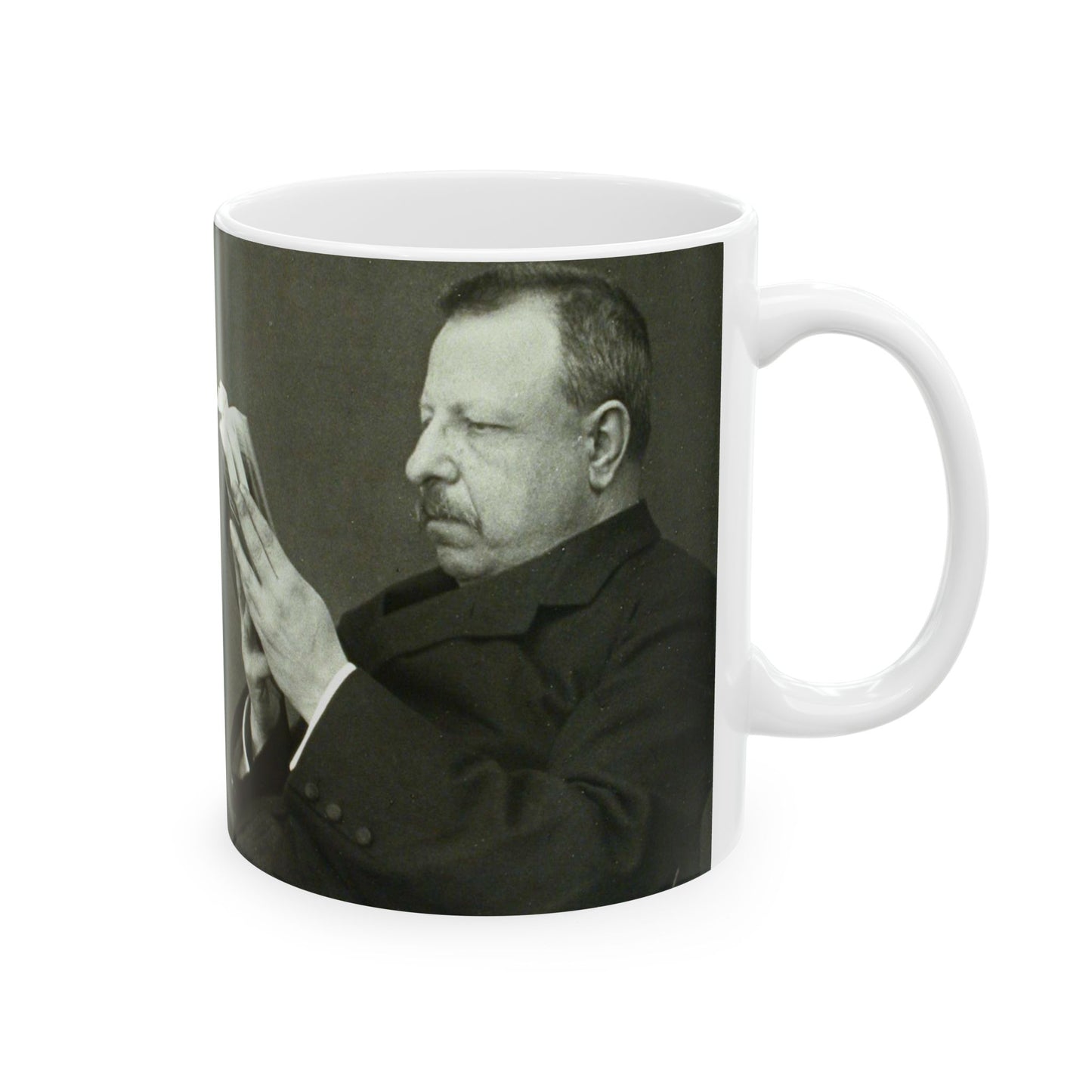 B.Croce, Italy - A black and white photo of a man reading a book Beautiful Novelty Ceramic Coffee Mug 11oz