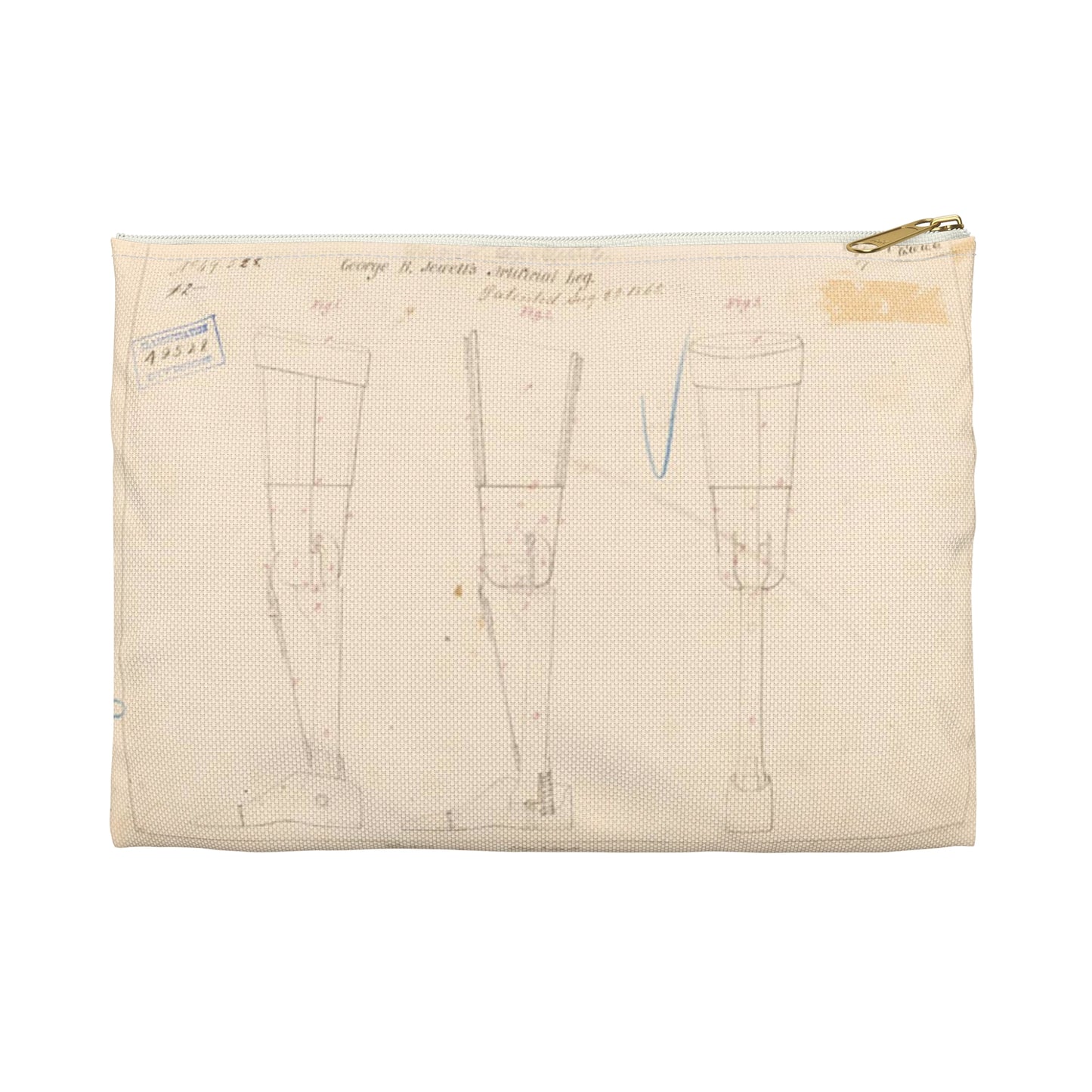 Patent drawing - Drawing of Artificial Leg Public domain image Large Organizer Pouch with Black Zipper