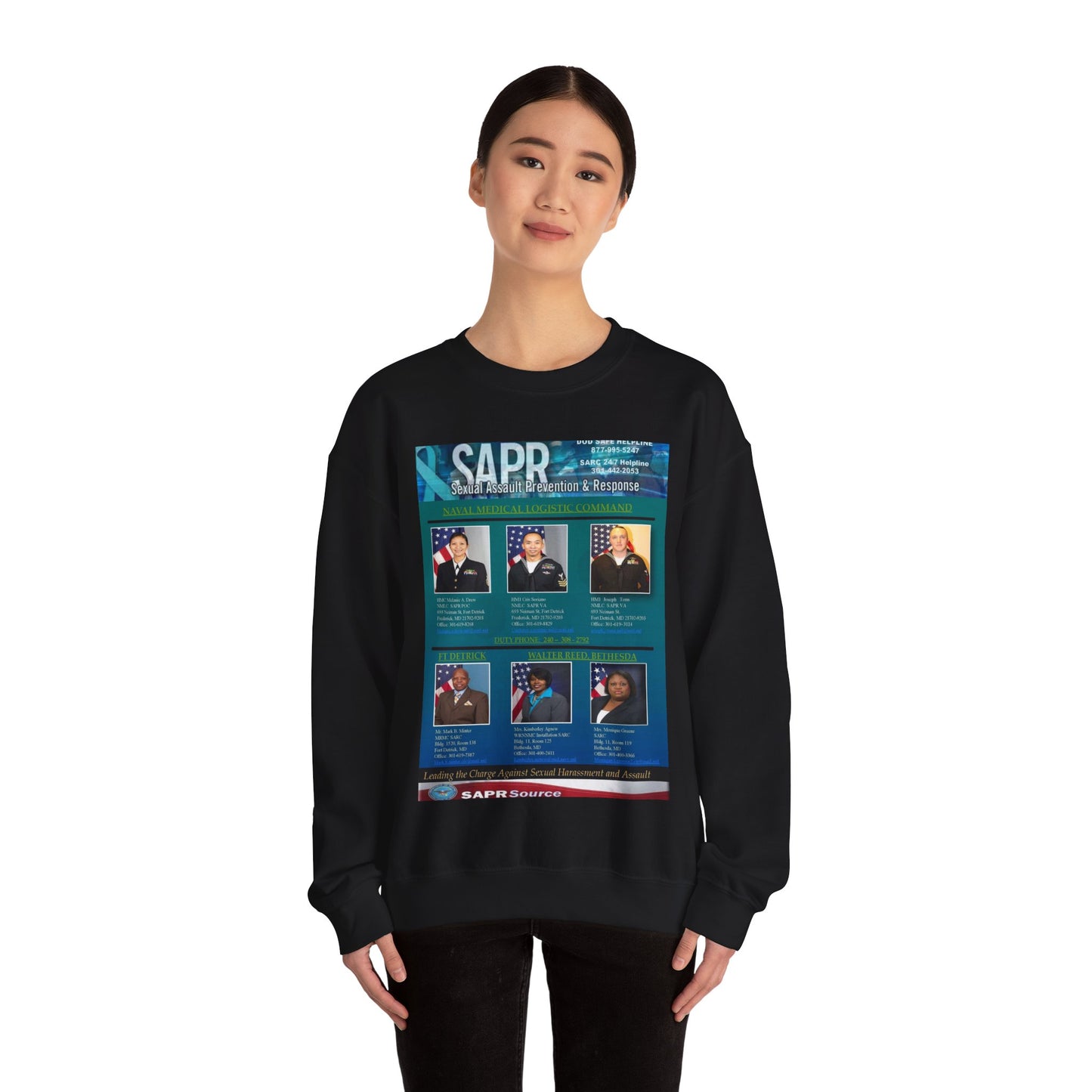 The Naval Medical Logistics Command’s Sexual Assault Black Heavy Blend Adult Crew Neck SweatShirt