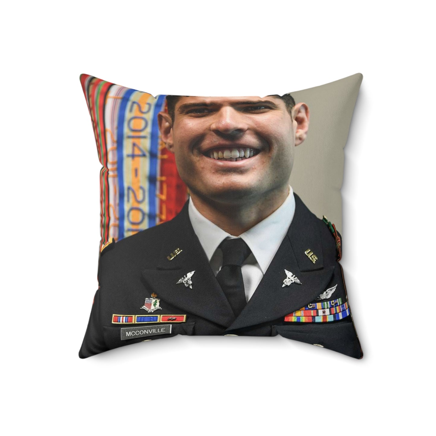 Cpt. Ryan McConville poses for a photo during his promotion Decorative Accent Square Pillow