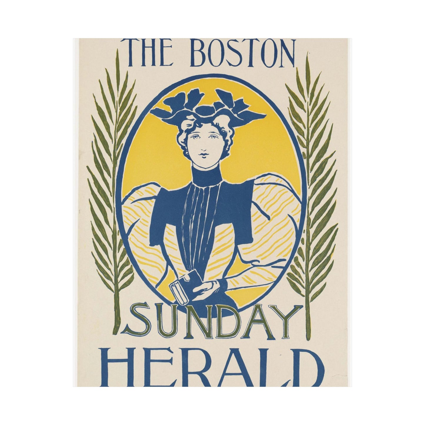 The Boston Sunday herald, Art Nouveau Poster High Quality Matte Wall Art Poster for Home, Office, Classroom