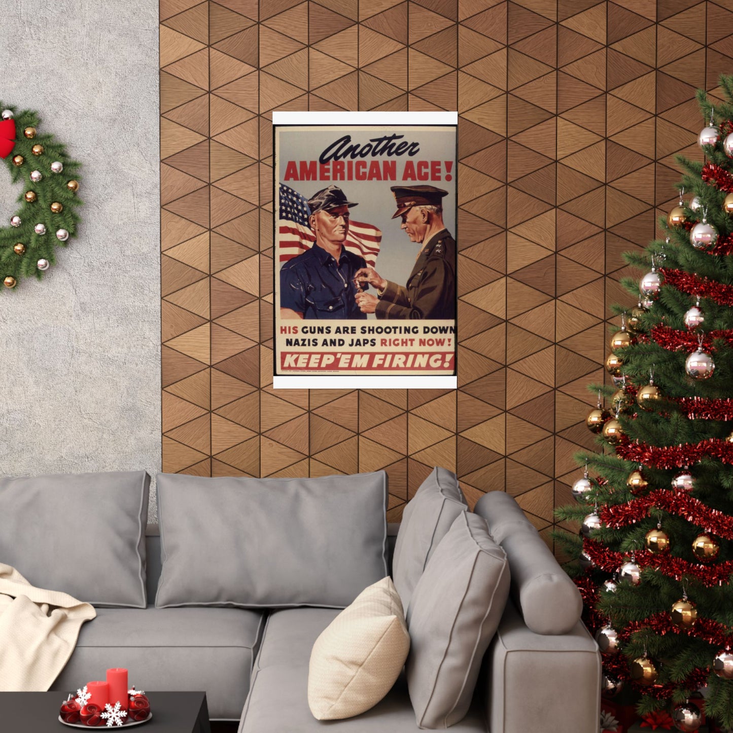 Another American ace^ His guns are shooting down Nazis and Japs right now^ Keep `em firing^ - NARA - 534905 High Quality Matte Wall Art Poster for Home, Office, Classroom