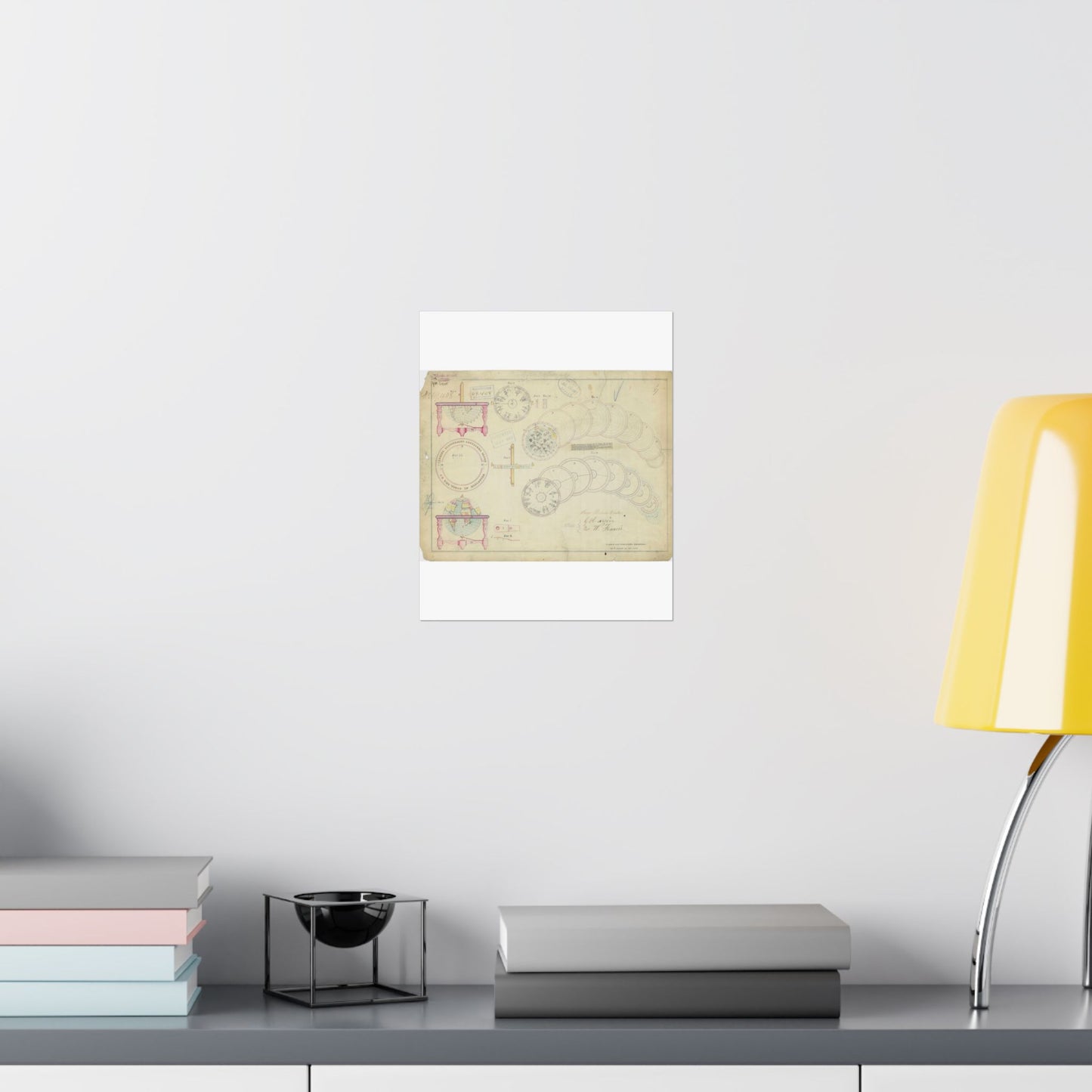Patent drawing - Drawing of a Terrestrial Globe Public domain image High Quality Matte Wall Art Poster for Home, Office, Classroom