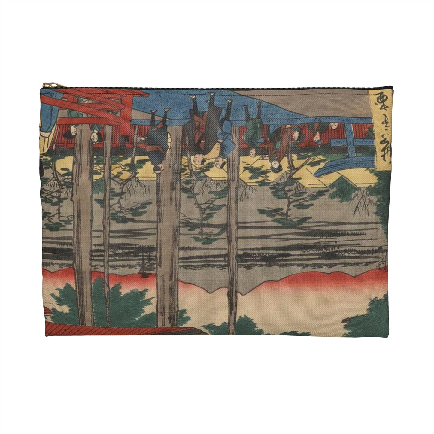 Gajō icchō, Andō Hiroshige - Public domain portrait drawing Large Organizer Pouch with Black Zipper