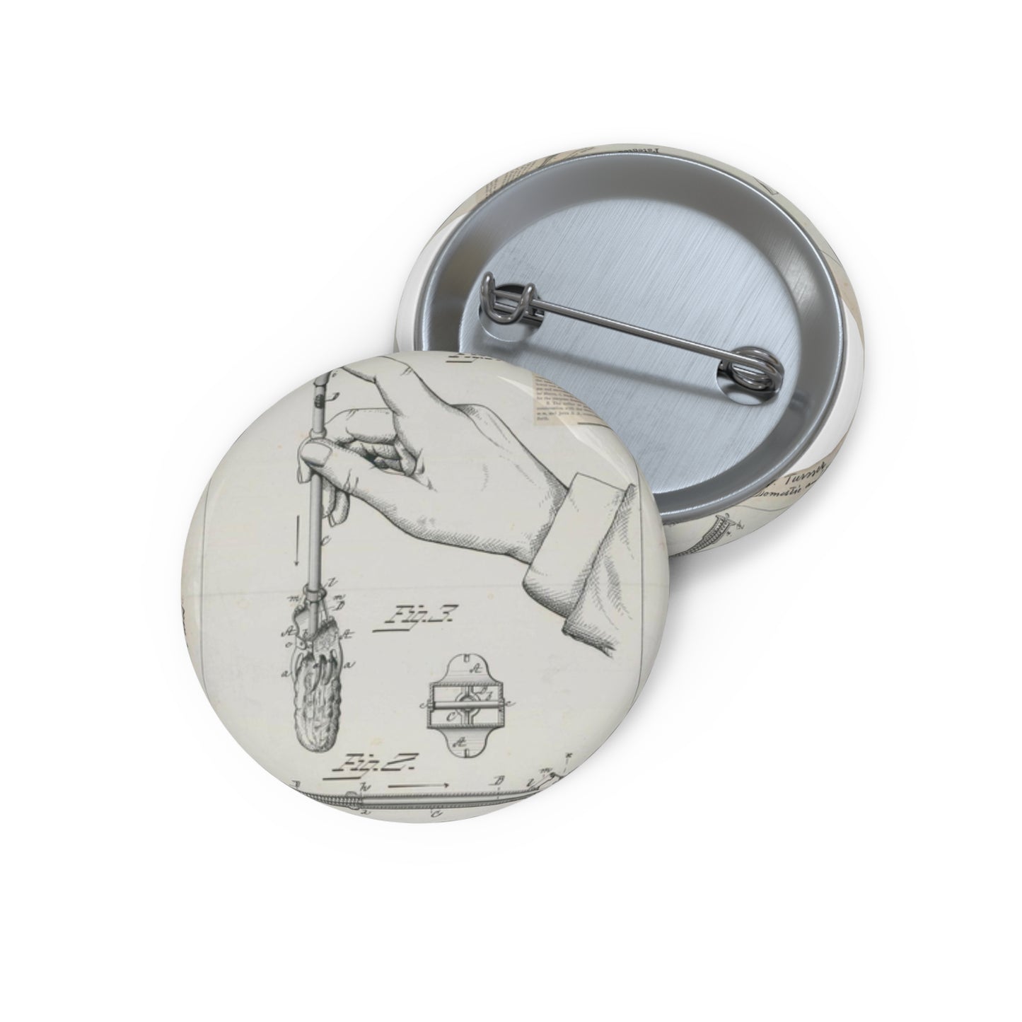 Patent drawing - for R. W. Turner's Fork for Domestic and Other Uses Public domain image Pin Buttons with Crisp Design