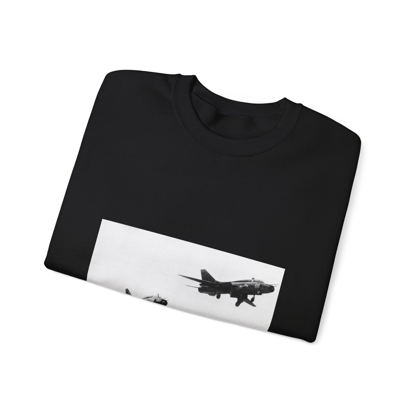 A right side view of a Soviet Su-17 Fitter-G, right, and a Fitter-H aircraft taking off together Black Heavy Blend Adult Crew Neck SweatShirt
