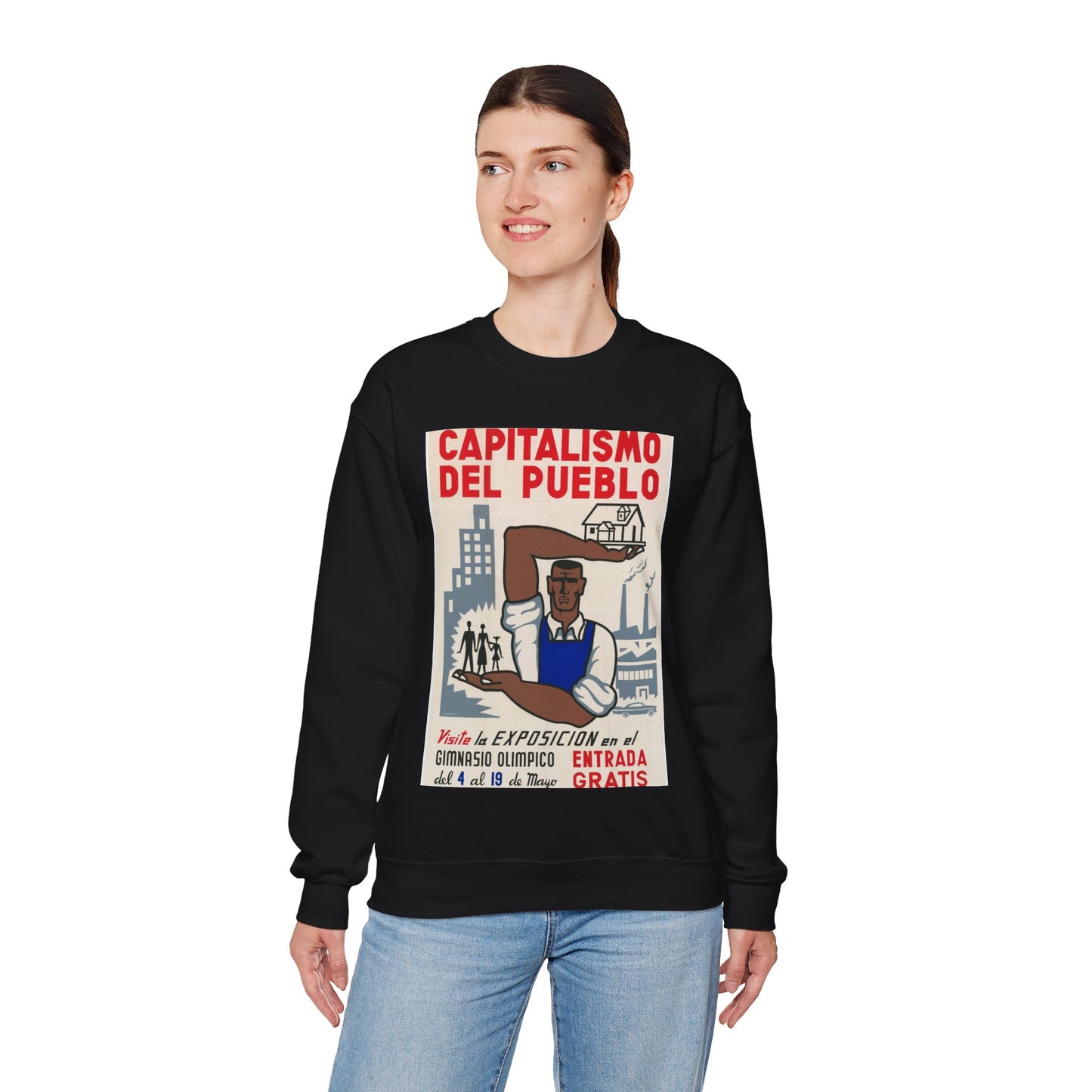 People's Capitalism Poster, United States information service propaganda Black Heavy Blend Adult Crew Neck SweatShirt