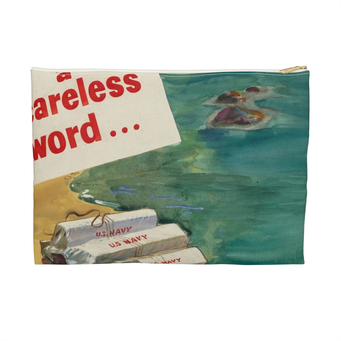 A Careless Word... Another Loss Large Organizer Pouch with Black Zipper