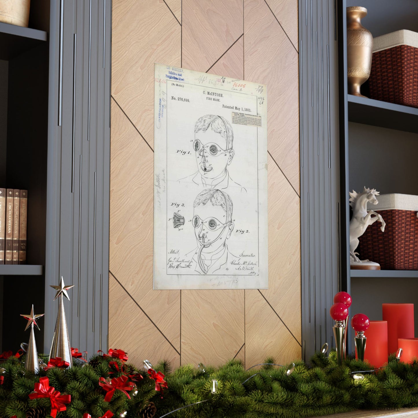 Patent drawing - for C. McIntosh's Fire Mask Public domain image High Quality Matte Wall Art Poster for Home, Office, Classroom