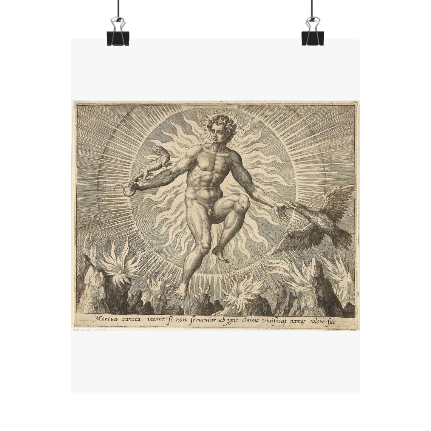 Adriaen Collaert - Vuur - Engraving, Public domain image High Quality Matte Wall Art Poster for Home, Office, Classroom