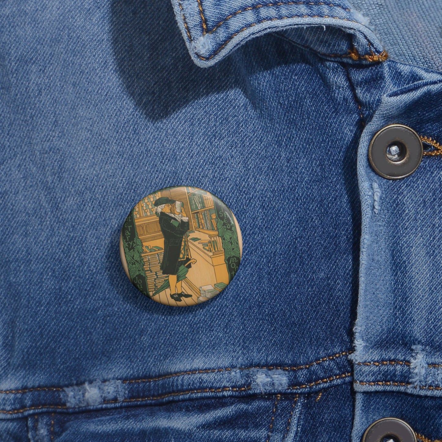 Louis Rhead - The bookman, Christmas number (2015646907) Pin Buttons with Crisp Design