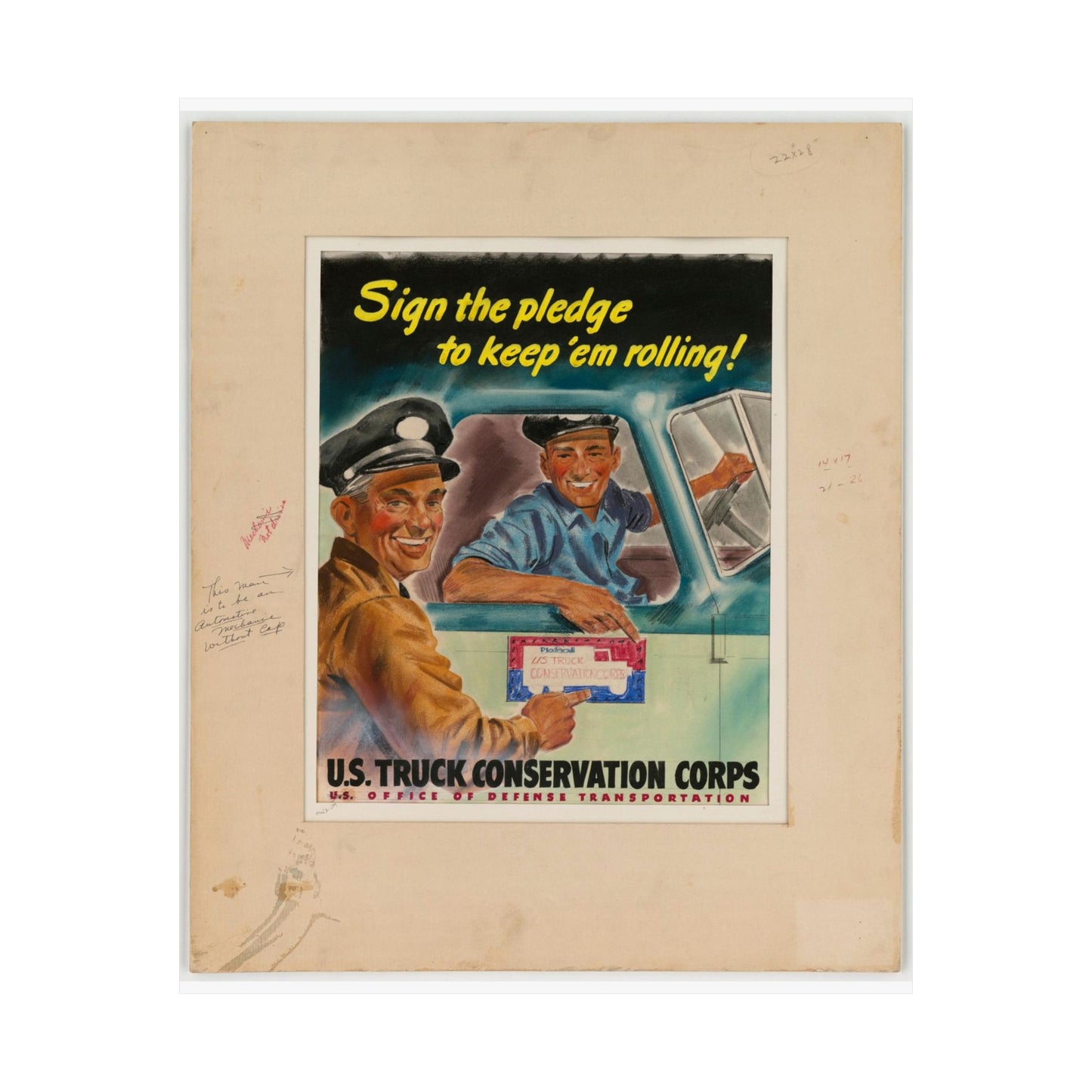 Sign the pledge to keep'em rolling! U.S. Truck Conservation Corps - U.S. Office of Defense Transportation High Quality Matte Wall Art Poster for Home, Office, Classroom