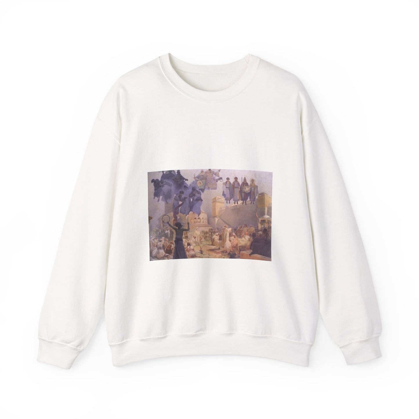 Mucha - Slavic - Art nouveau public domain image White Heavy Blend Adult Crew Neck SweatShirt