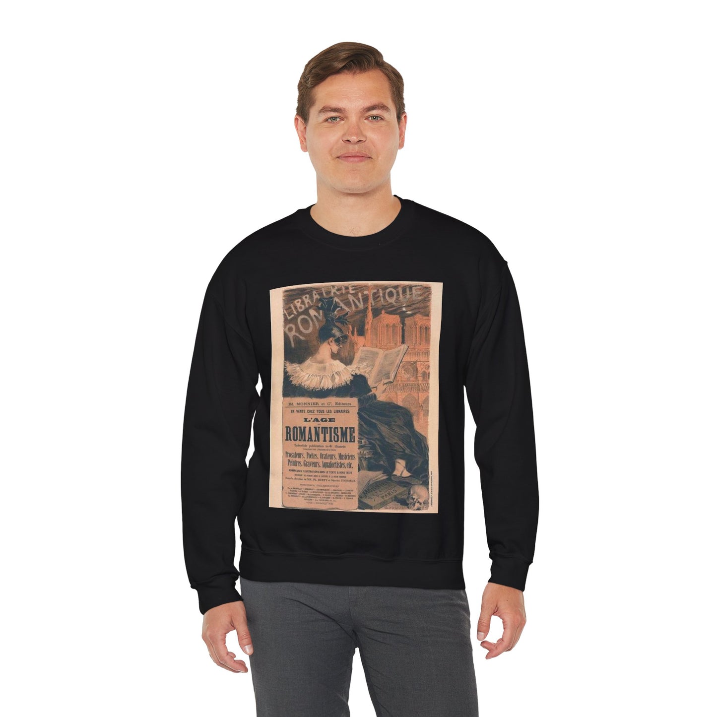 Affiche pour la "Librairie Romantique". Black Heavy Blend Adult Crew Neck SweatShirt