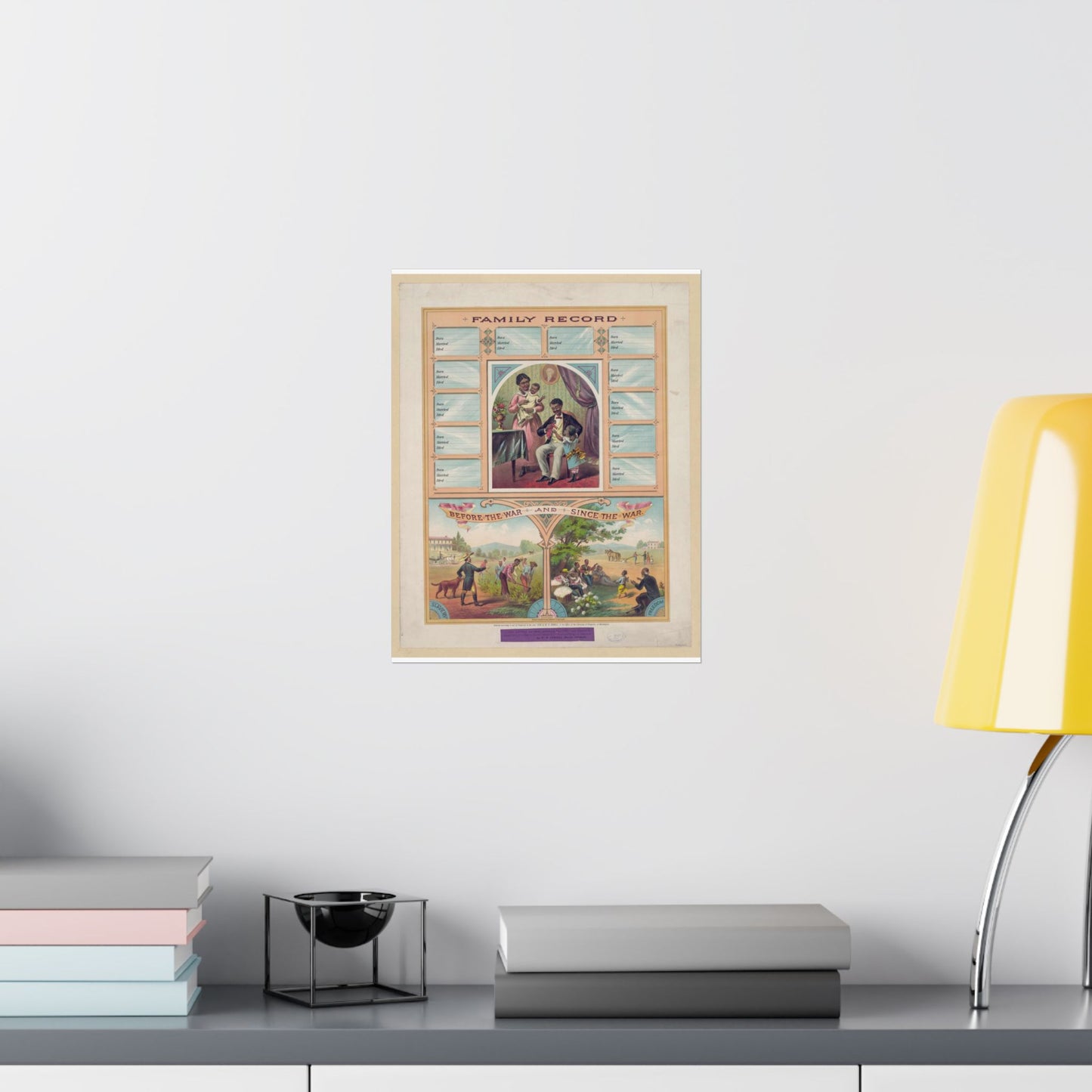 Family record. Before the war and since the war / Krebs Lithographing Company, Cincinnati. High Quality Matte Wall Art Poster for Home, Office, Classroom