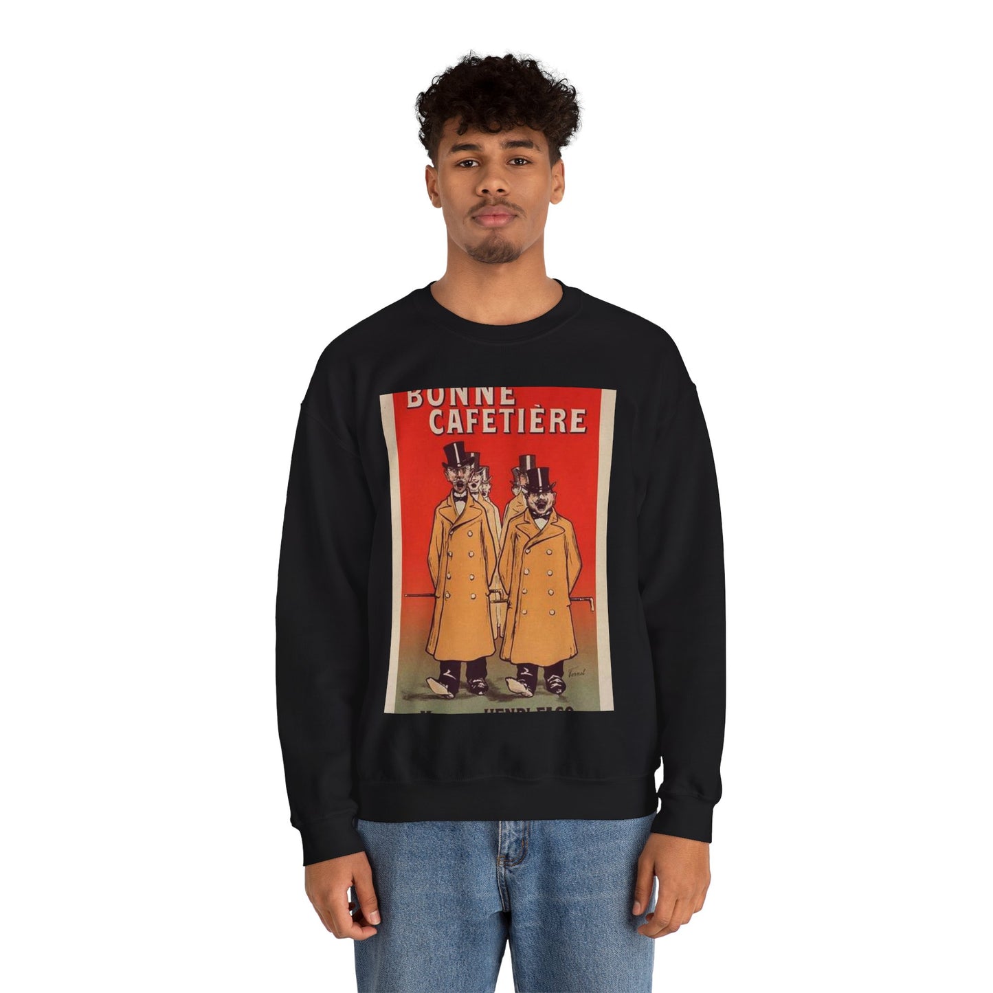 Affiche pour la "Chicorée Bonne Cafetière". Black Heavy Blend Adult Crew Neck SweatShirt