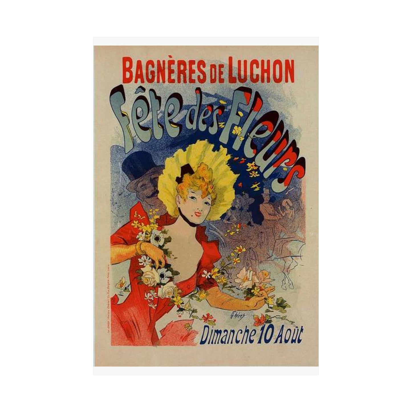Affiche pour la "Fête des Fleurs de Bagnères-de-Luchon". High Quality Matte Wall Art Poster for Home, Office, Classroom