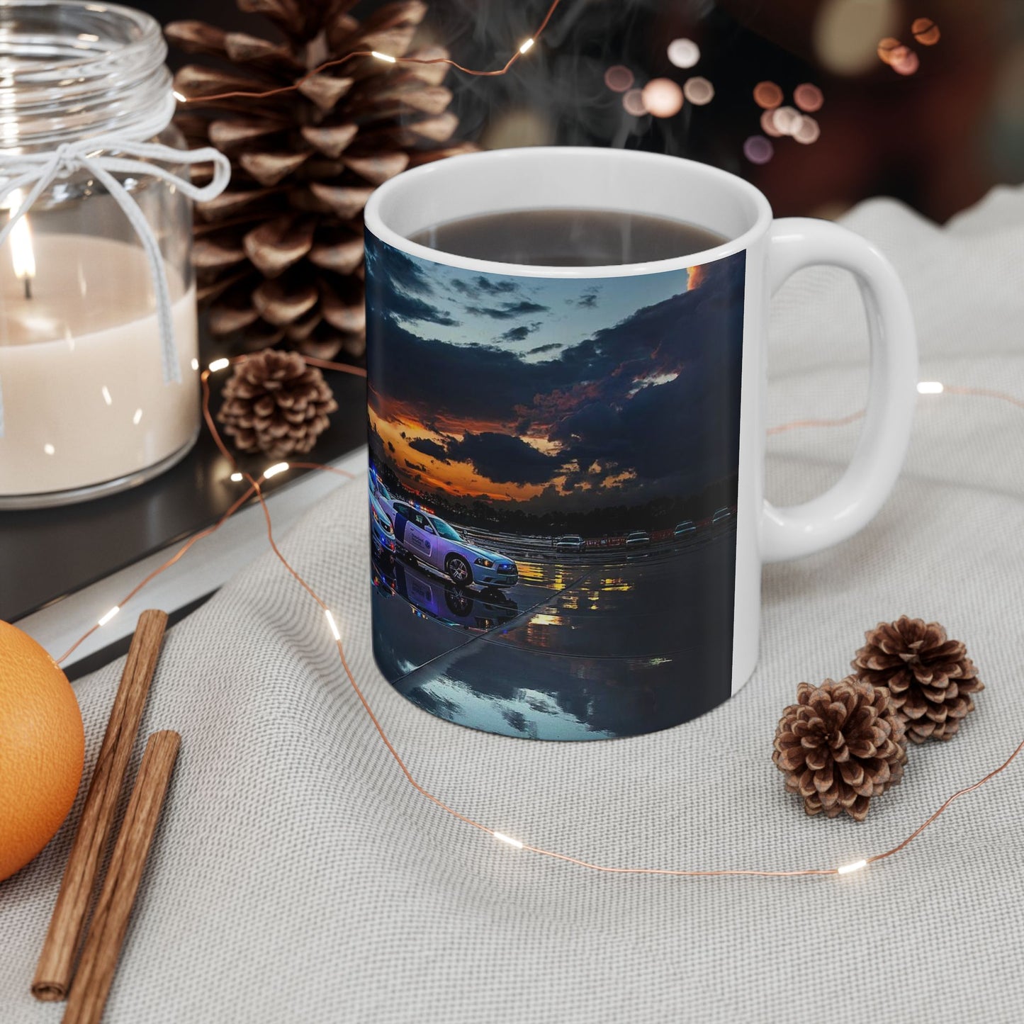DHS Training Vehicles at Sunset in Glynco Georgia FLETC Beautiful Novelty Ceramic Coffee Mug 11oz