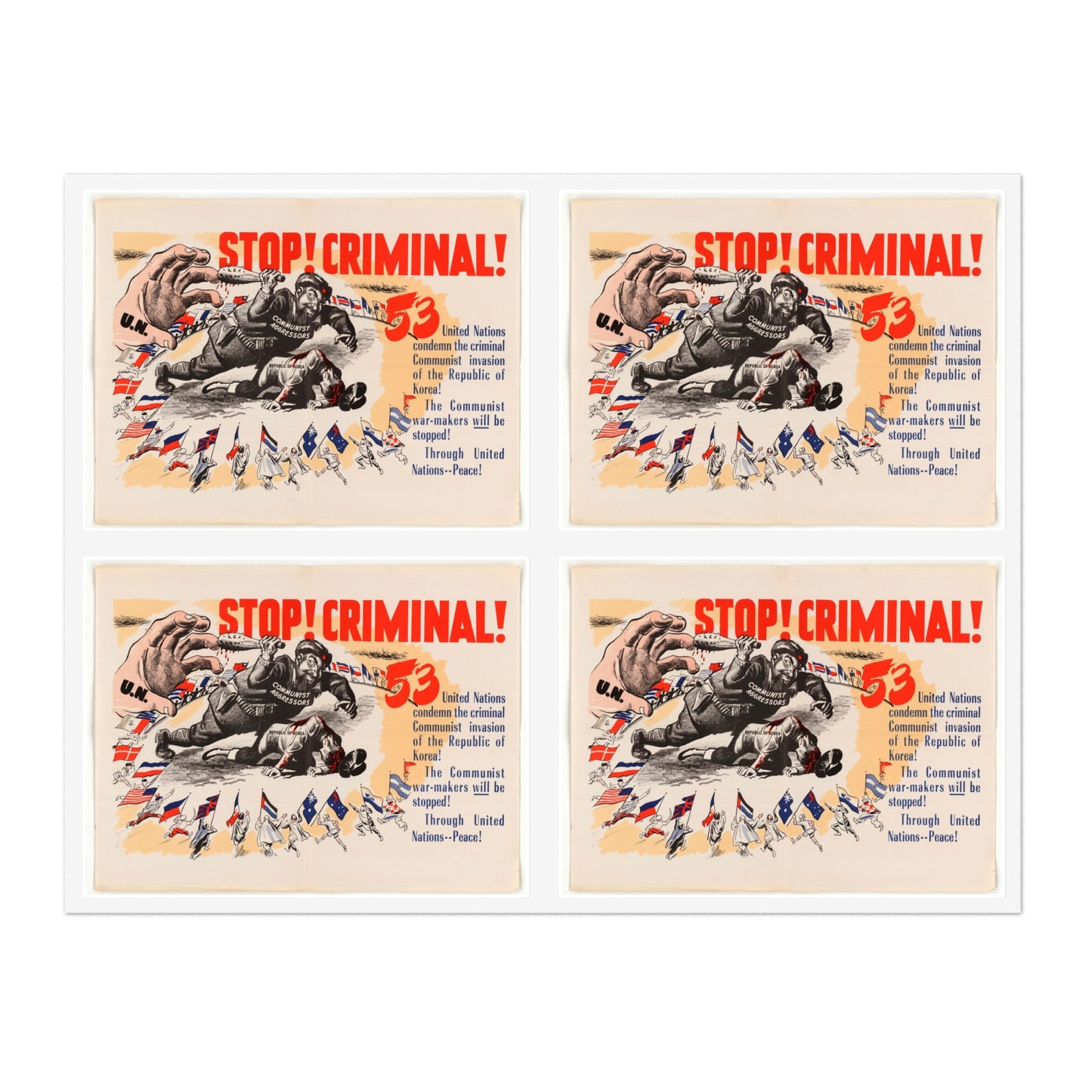 Stop Criminal!, Cold War American Propaganda poster Laminated UV Protective Vinyl Stickers