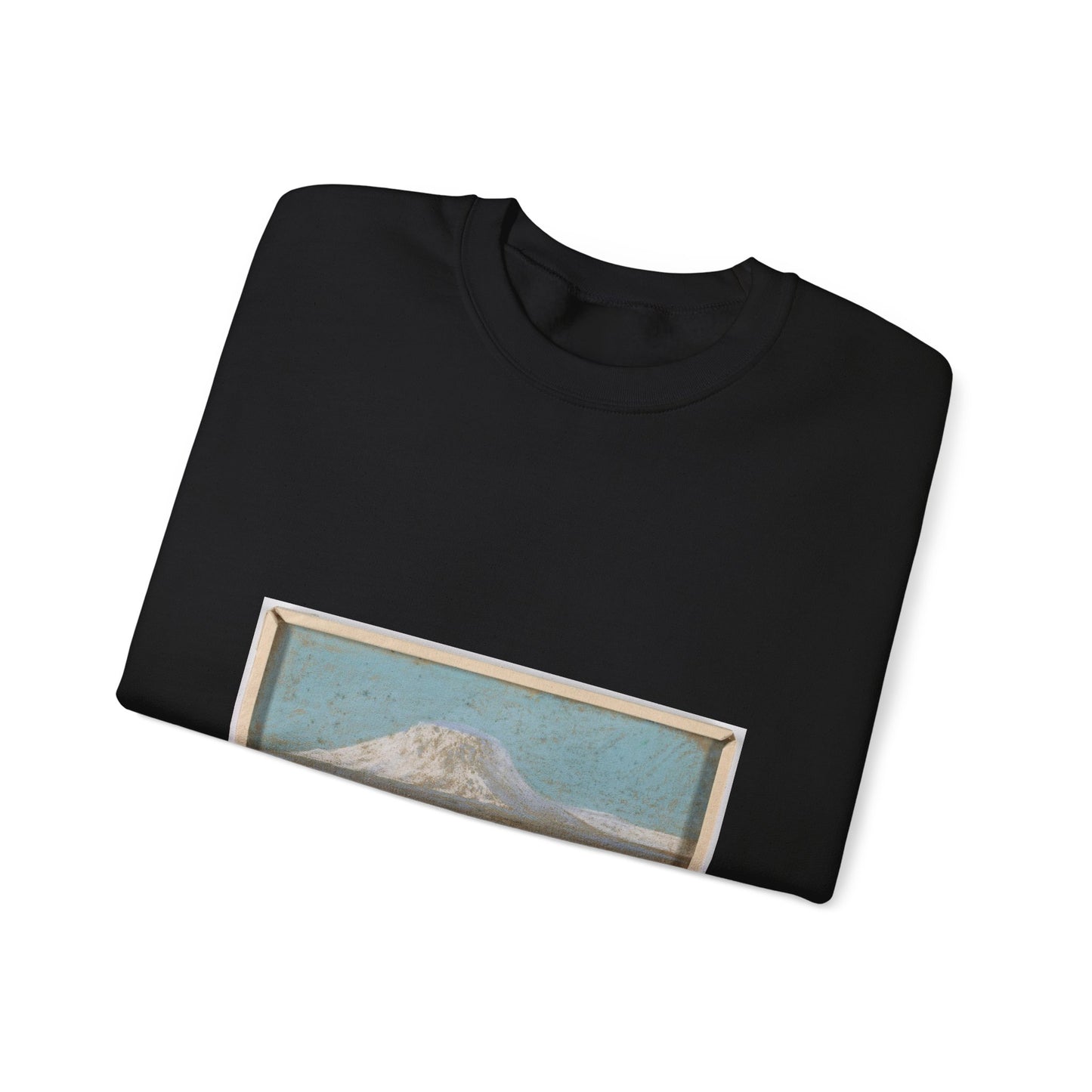 Sketch of a Mountain Rising from a Glacier Black Heavy Blend Adult Crew Neck SweatShirt