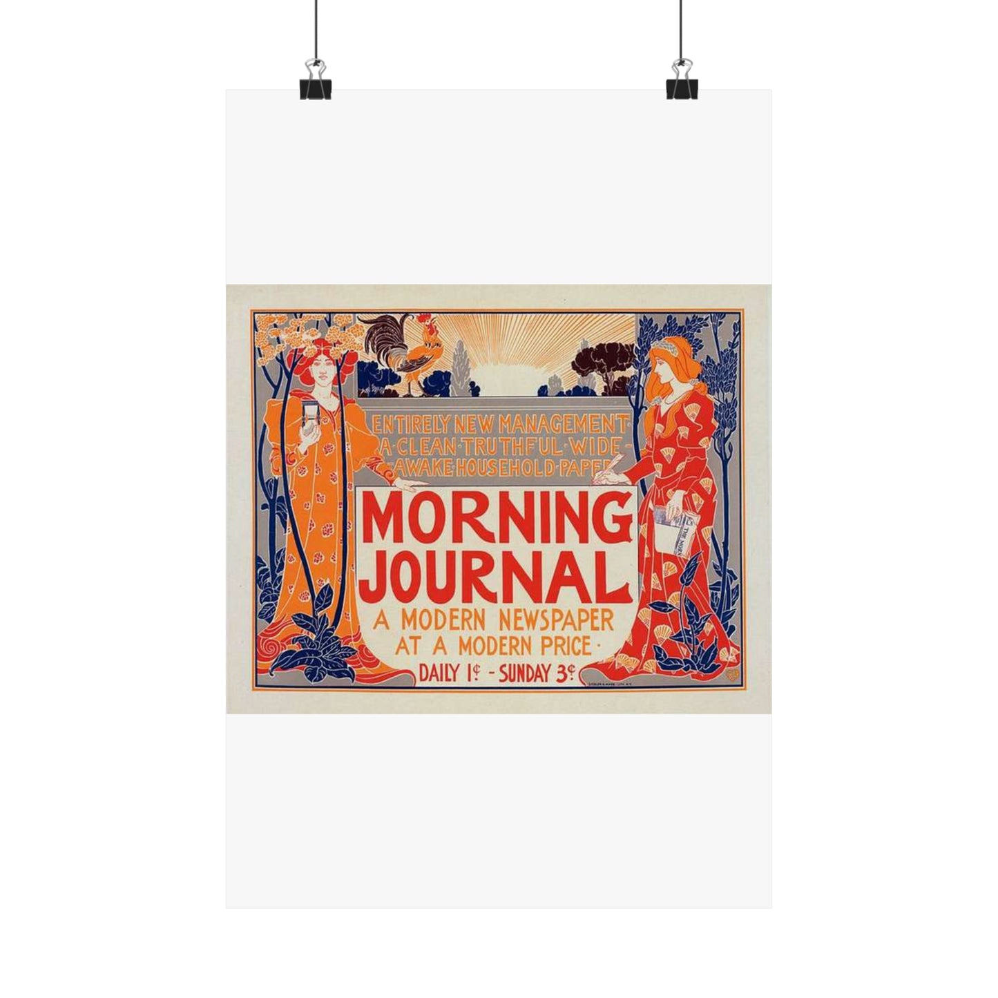 Louis Rhead - Affiche américaine pour le "Morning Journal". High Quality Matte Wall Art Poster for Home, Office, Classroom