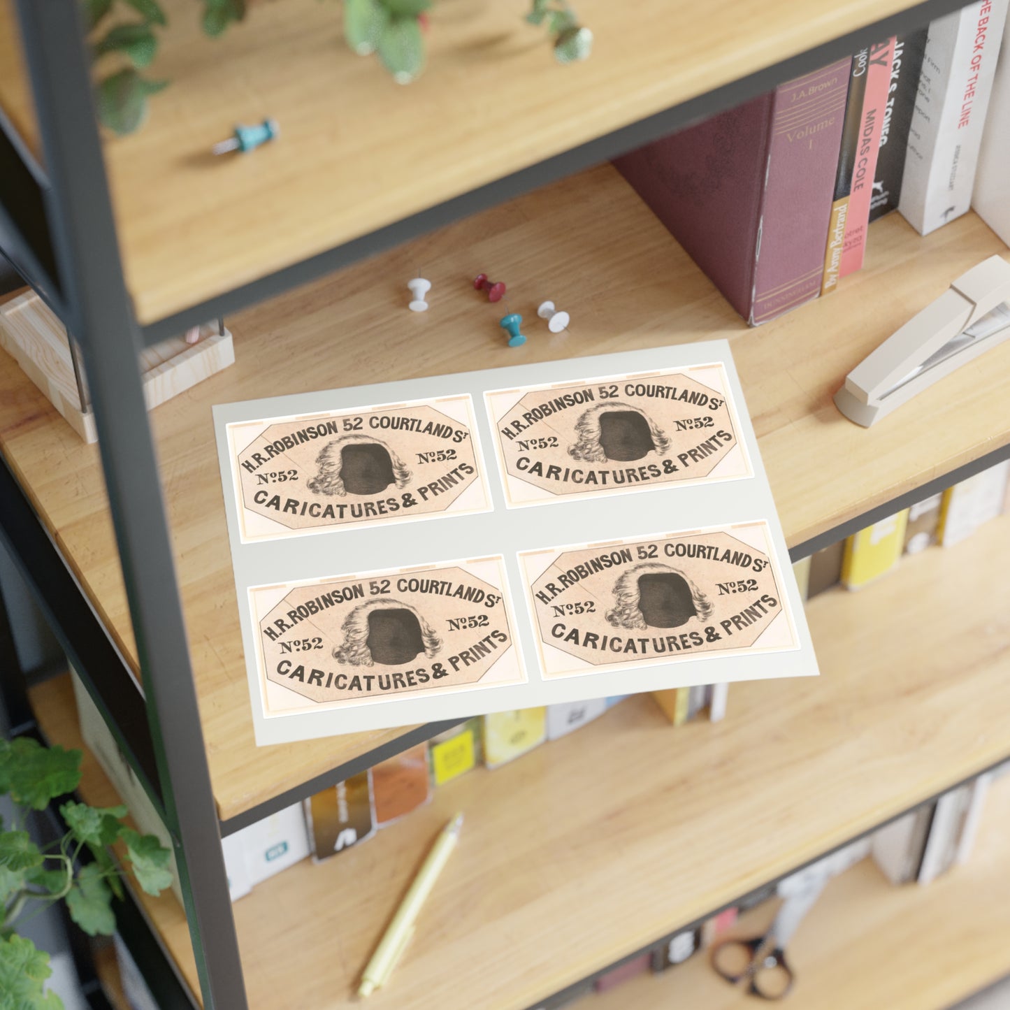 H.R. Robinson, 52 Courtland St. Caricatures & prints Laminated UV Protective Vinyl Stickers