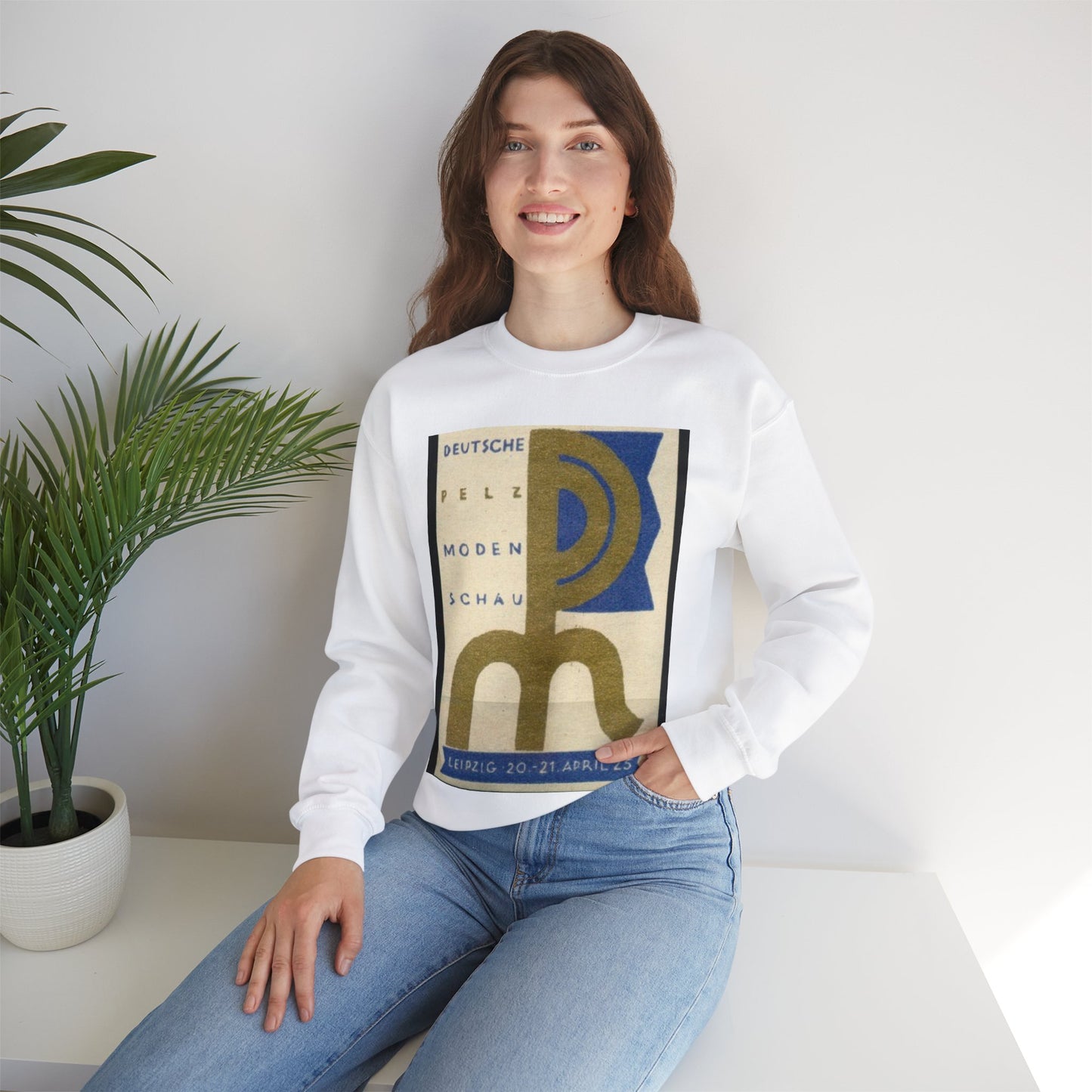 Deutsche Pelzmodenschau Leipzig 20.-21. April 1925, Reklamemarke White Heavy Blend Adult Crew Neck SweatShirt