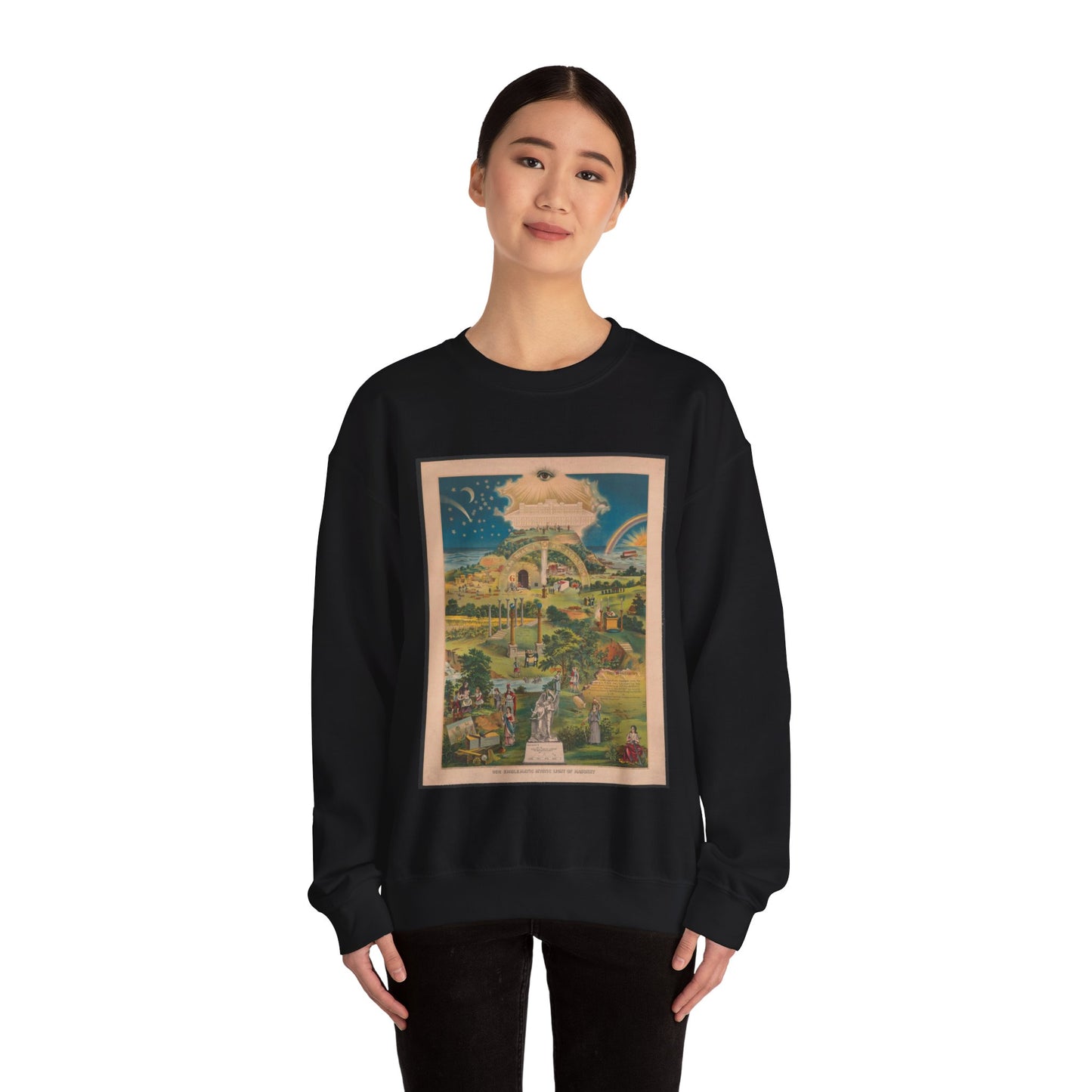 Our emblematic mystic light of masonry Black Heavy Blend Adult Crew Neck SweatShirt
