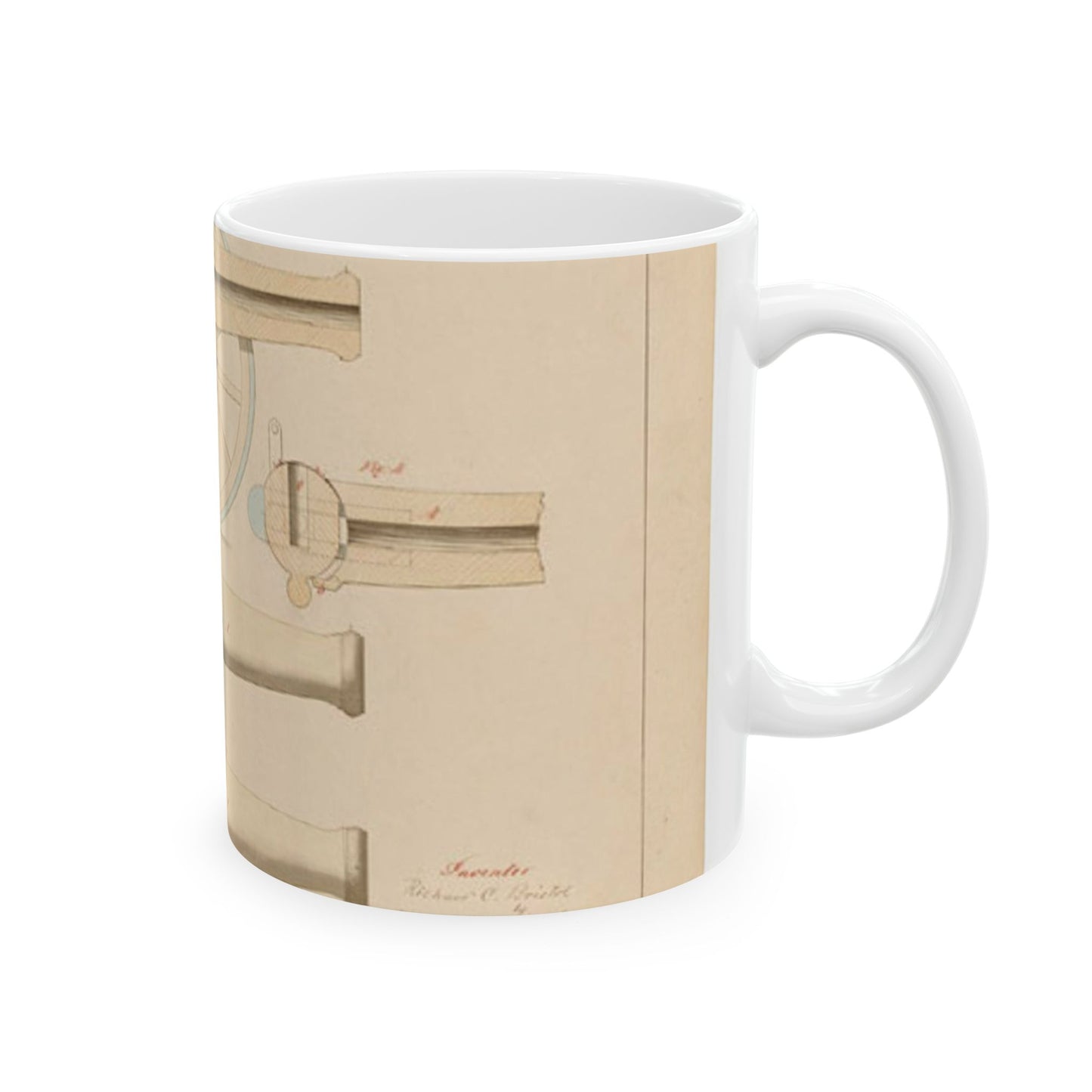 Patent drawing - Drawing of Improved Breech Loading Cannon Public domain image Beautiful Novelty Ceramic Coffee Mug 11oz