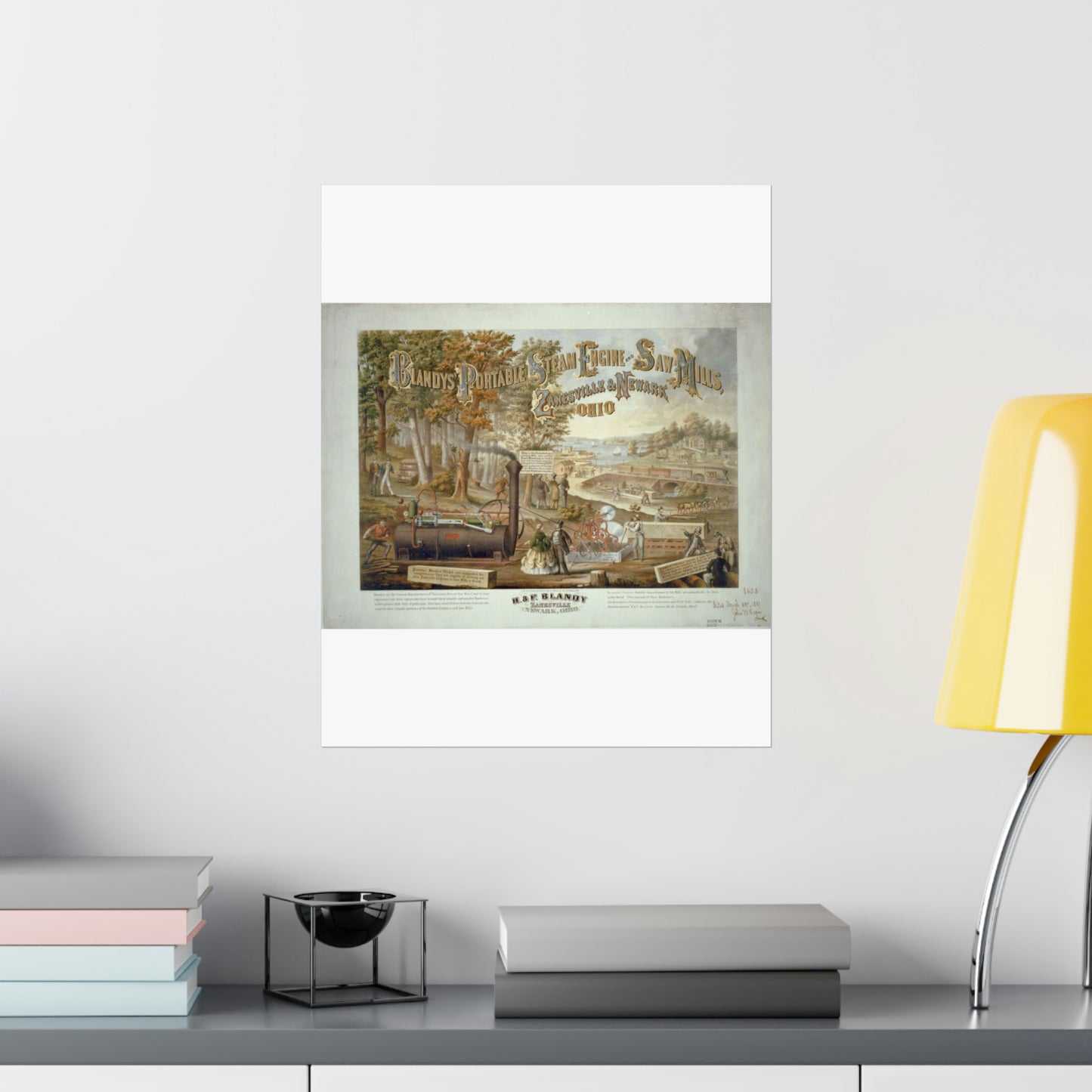Blandy's portable steam engine and saw mills, Zanesville & Newark Ohio High Quality Matte Wall Art Poster for Home, Office, Classroom