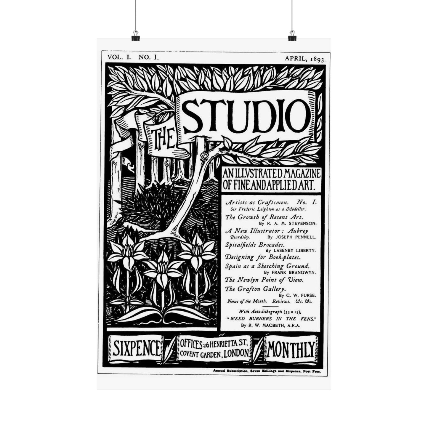 Aubrey Beardsley - Thestudiomagazinefirstcover High Quality Matte Wall Art Poster for Home, Office, Classroom
