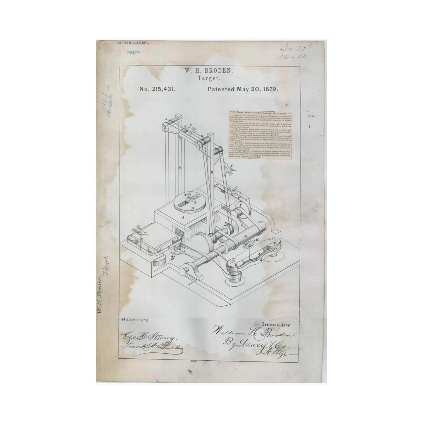 Patent drawing - for W. H. Broden's Target Public domain image High Quality Matte Wall Art Poster for Home, Office, Classroom