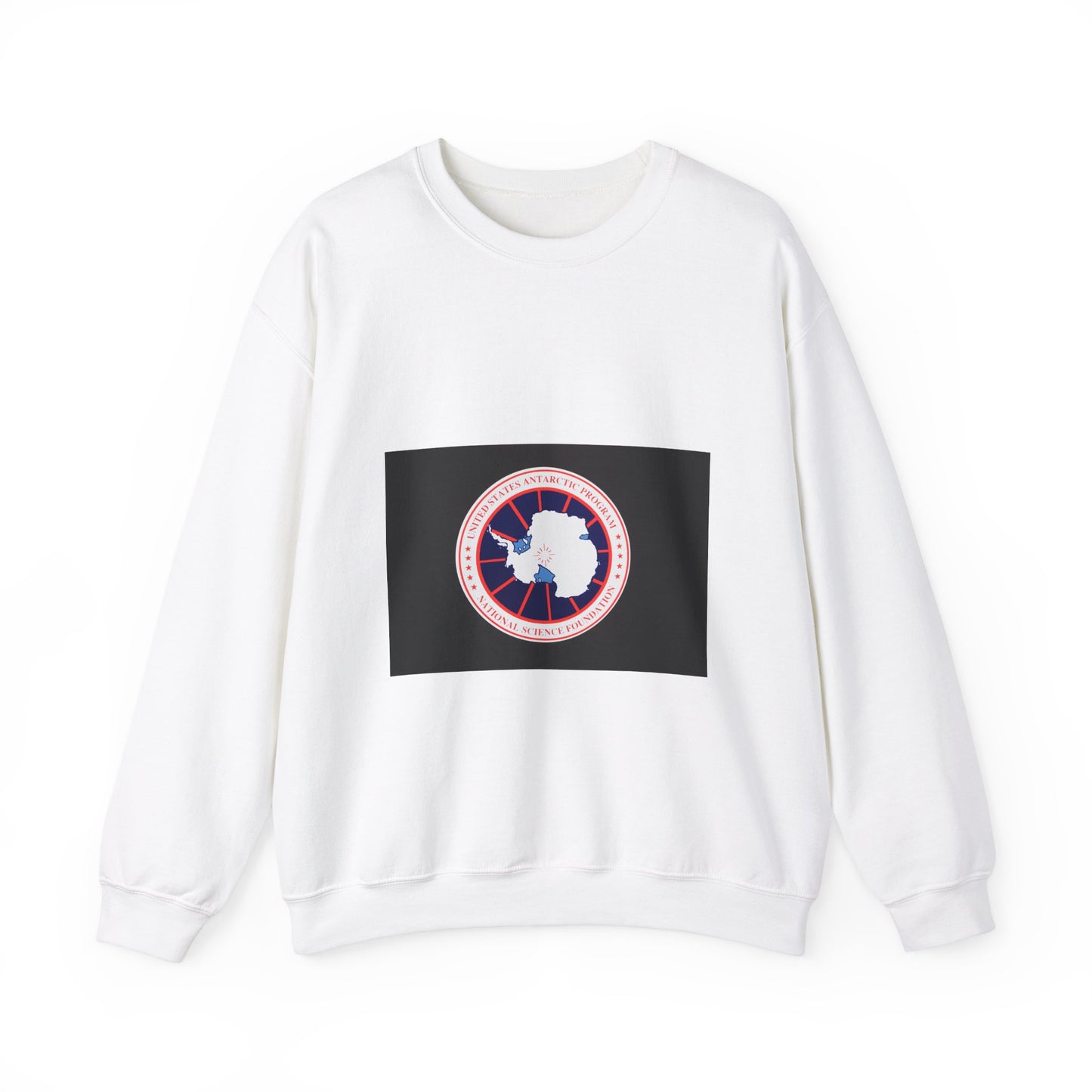 Logo of The National Science Foundation United States Antarctic Program White Heavy Blend Adult Crew Neck SweatShirt