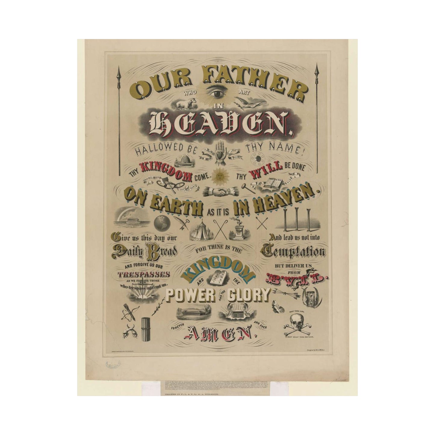 Our father who art in Heaven ... / designed by W.A. Welsher. High Quality Matte Wall Art Poster for Home, Office, Classroom