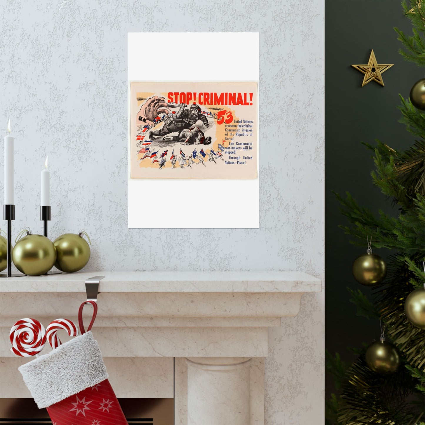 Stop Criminal!, Cold War American Propaganda poster High Quality Matte Wall Art Poster for Home, Office, Classroom