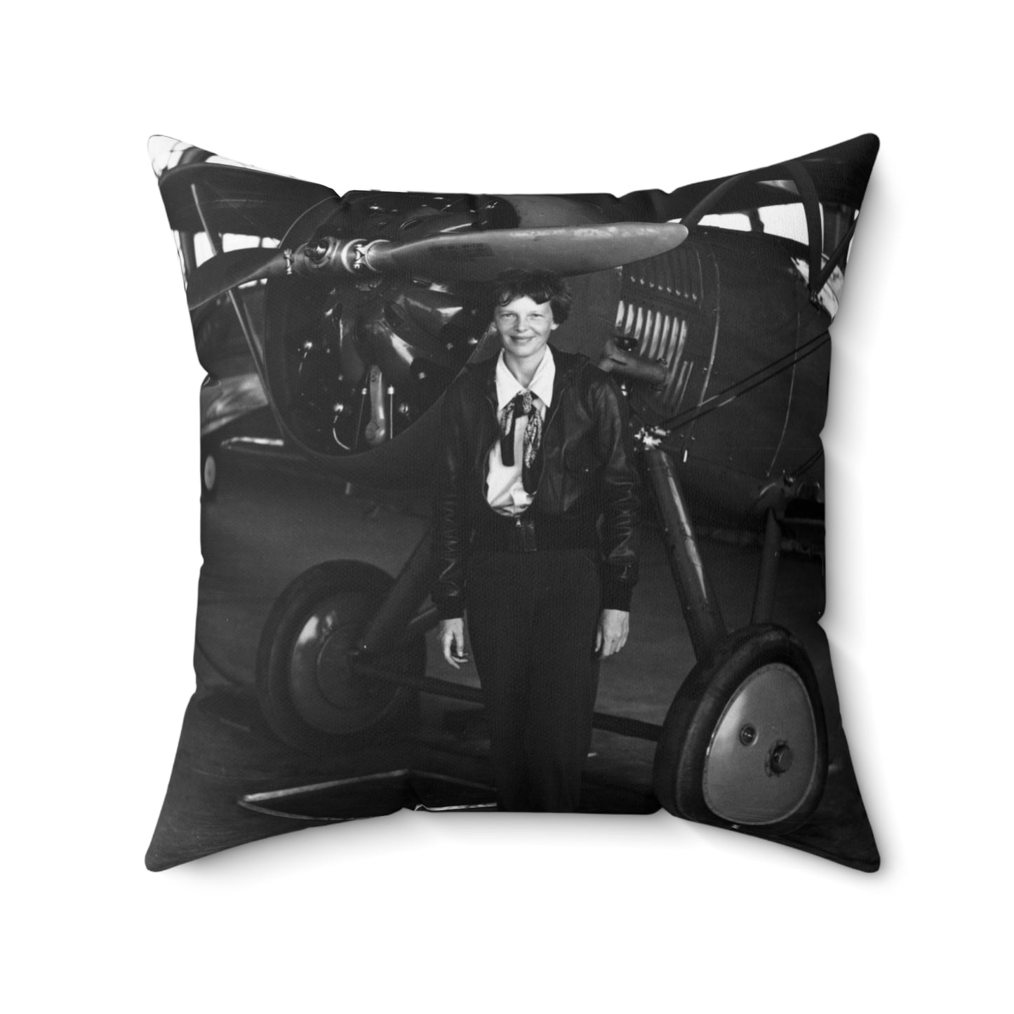 Amelia Earhart - U.S. National Archives Public Domain photograph Decorative Accent Square Pillow