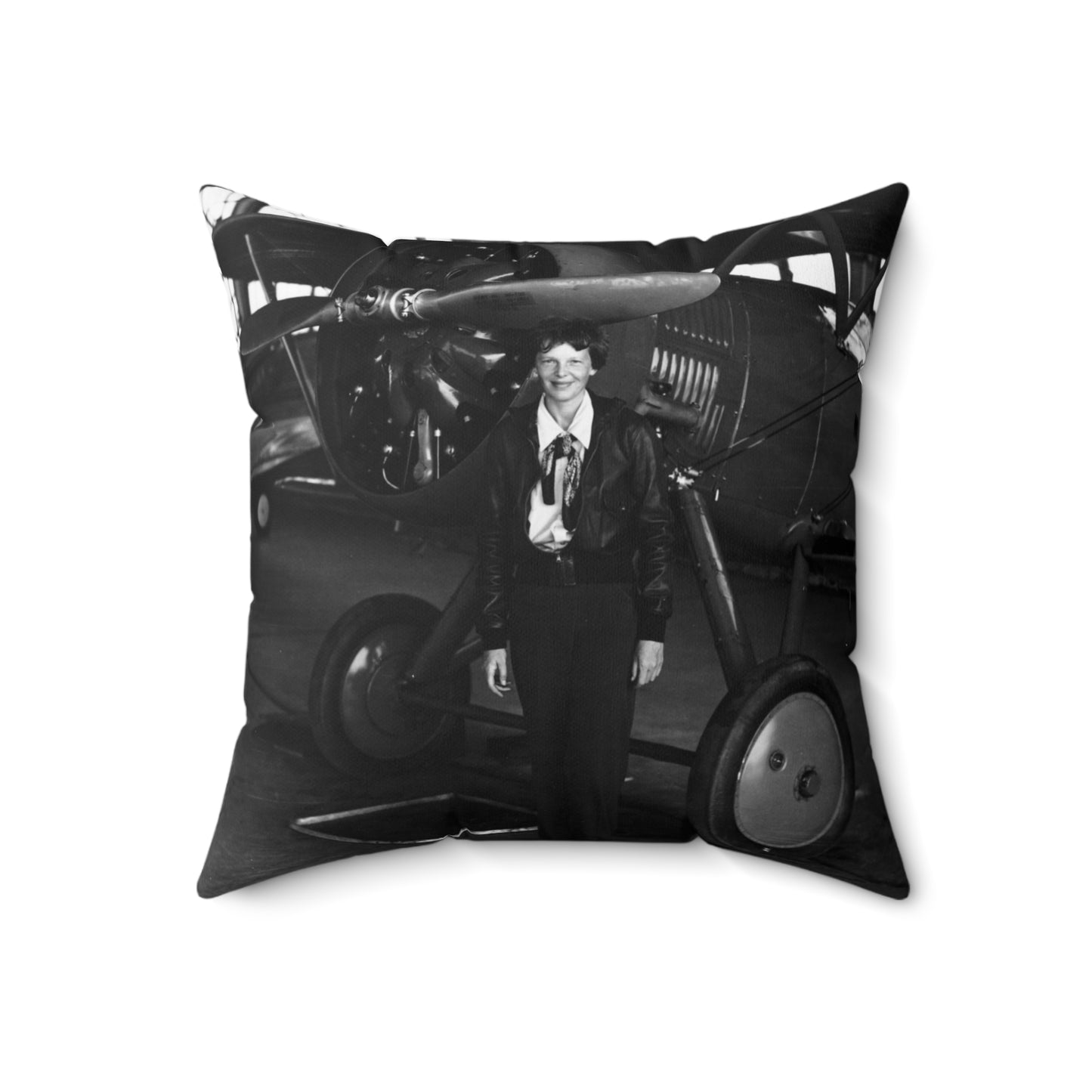 Amelia Earhart - U.S. National Archives Public Domain photograph Decorative Accent Square Pillow