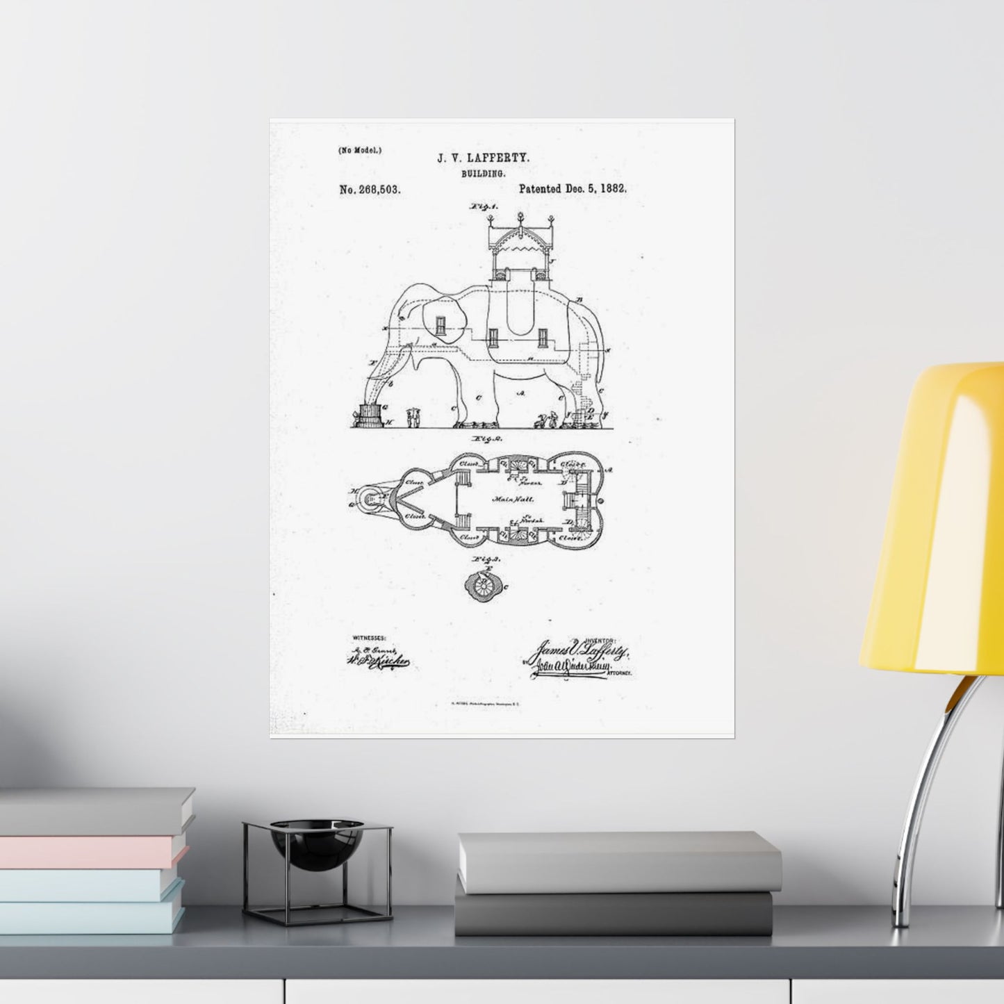 Patent Drawing of Engine - Lucy-USpatent268503 1882 Public domain image High Quality Matte Wall Art Poster for Home, Office, Classroom