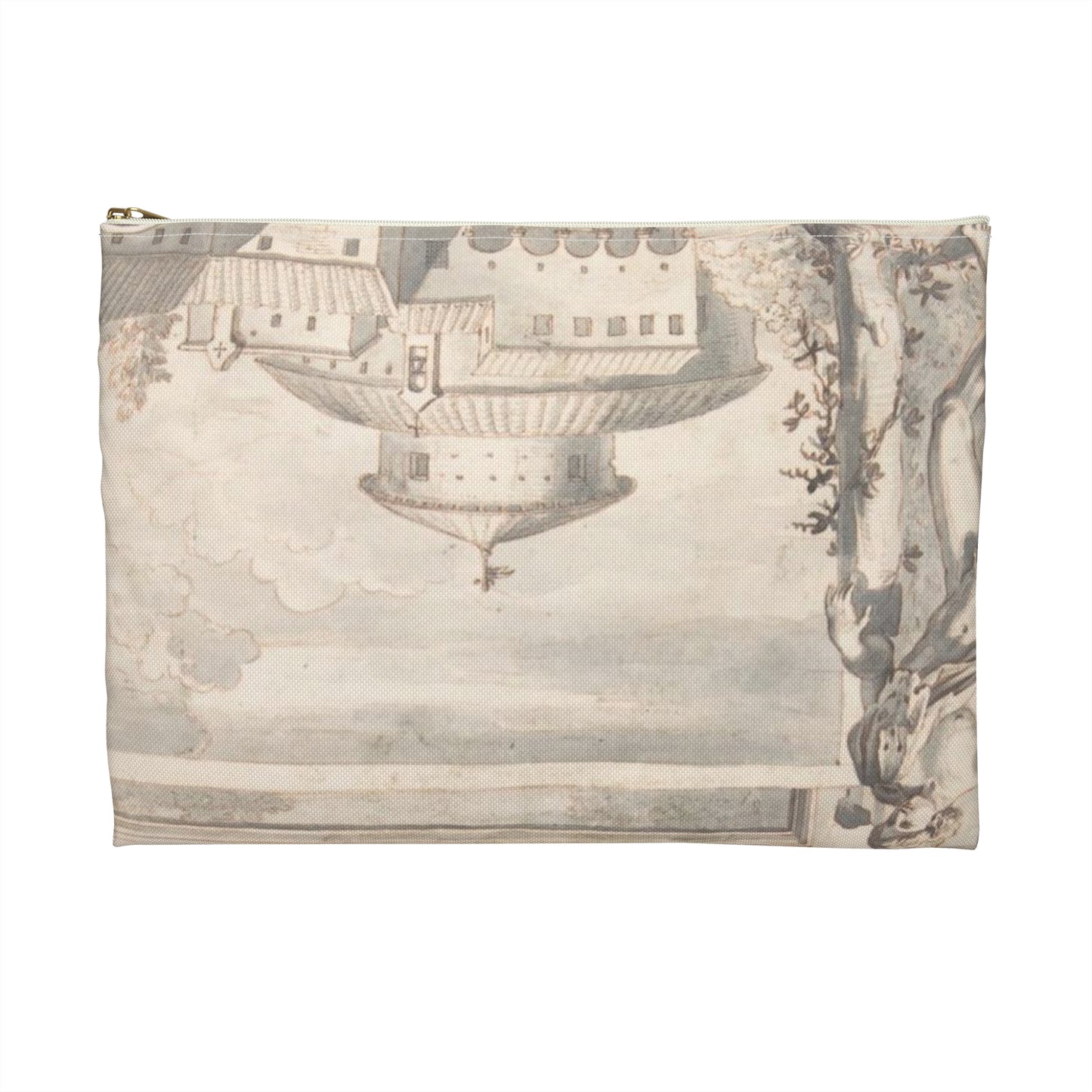 A Reconstruction of the Temple of Divus Claudius in Monte Coelio (above) and a View of the Ruins (below) Large Organizer Pouch with Black Zipper