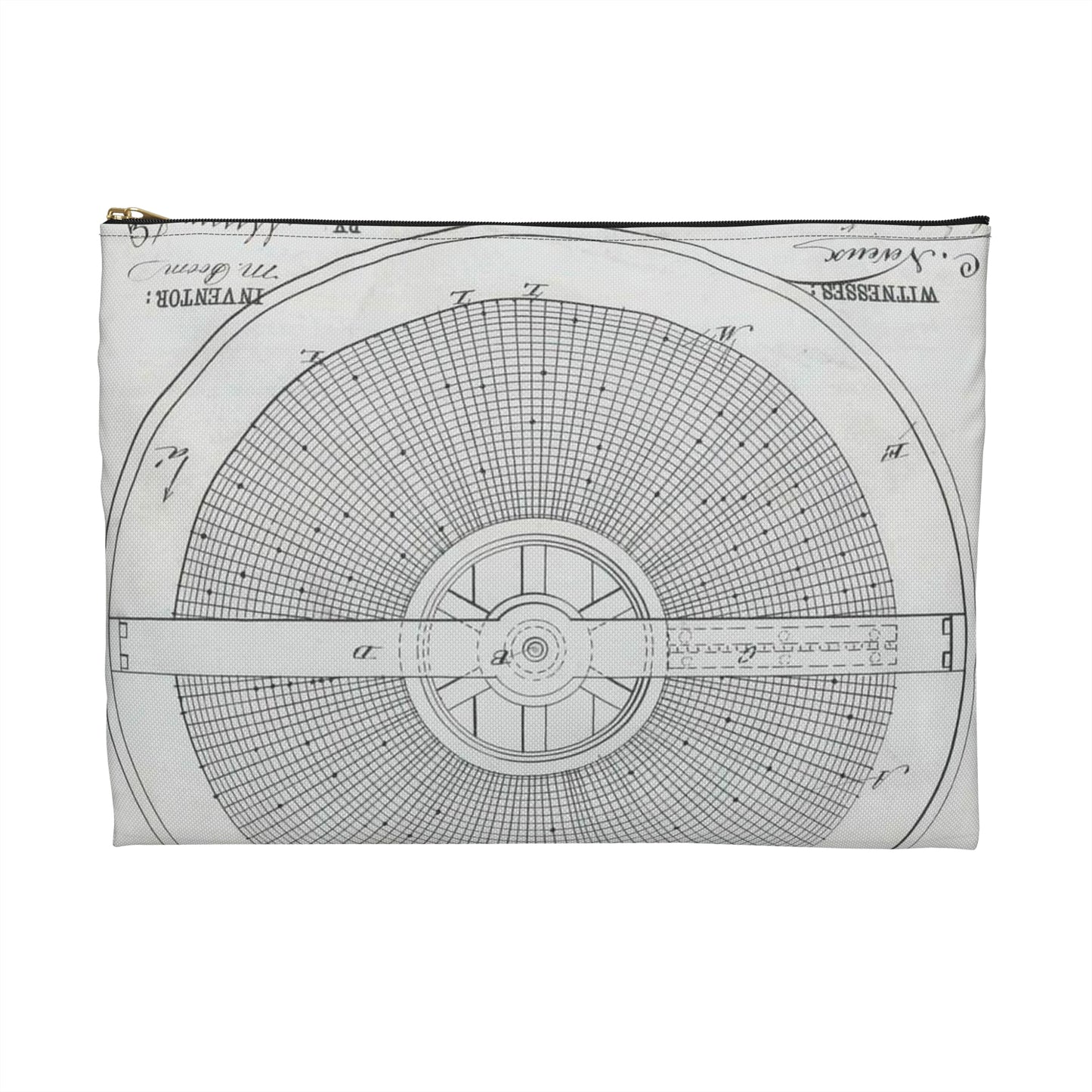 Patent Drawing of Engine - for M. Boom's Music Box Public domain image Large Organizer Pouch with Black Zipper
