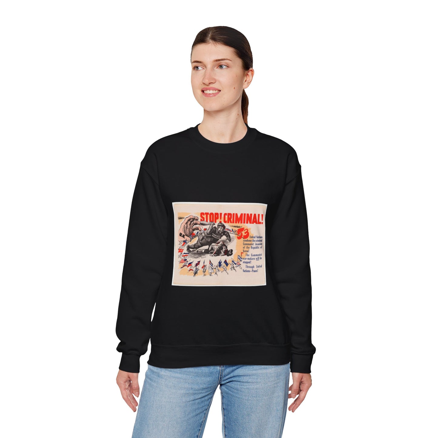 Stop Criminal!, Cold War American Propaganda poster Black Heavy Blend Adult Crew Neck SweatShirt
