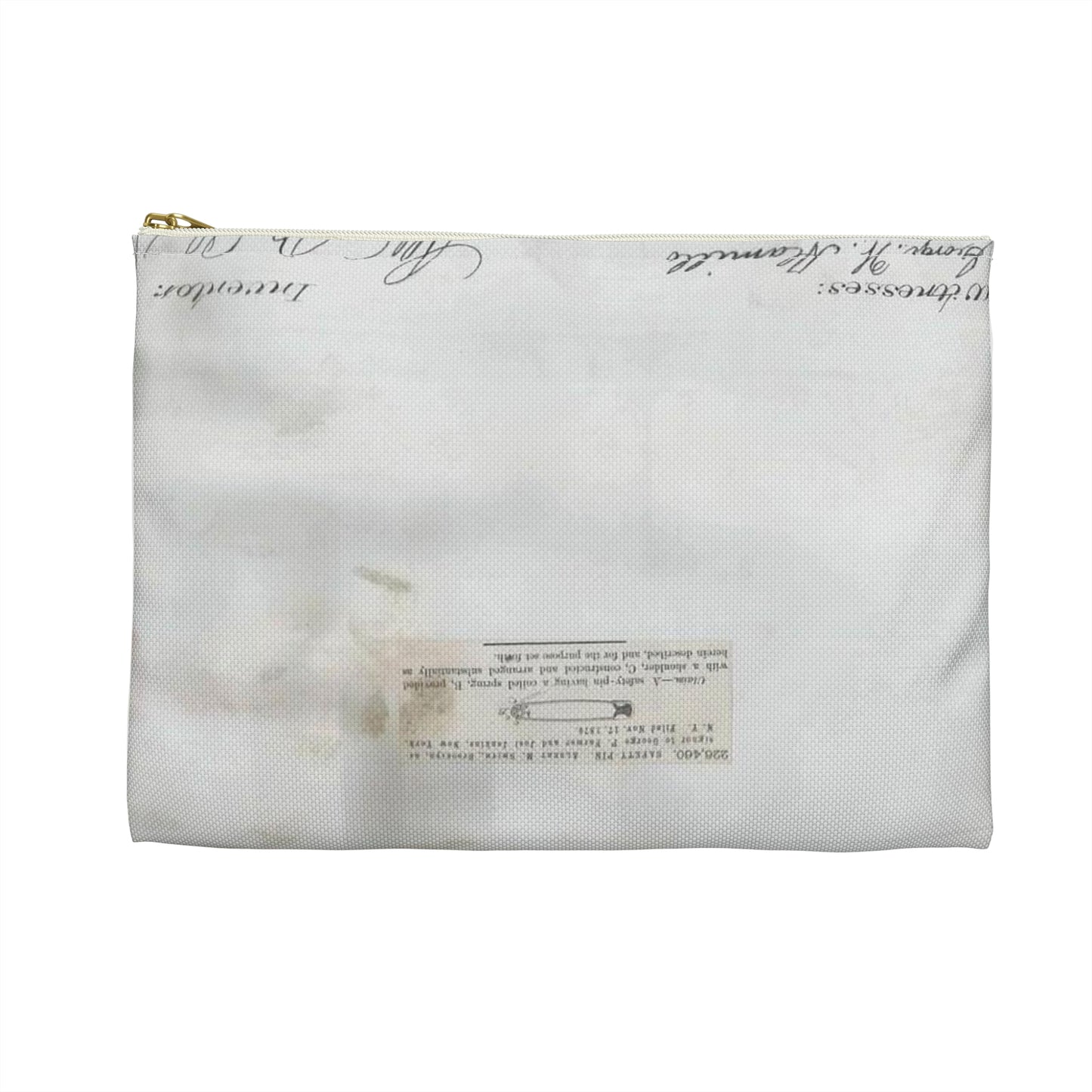 Patent drawing - for A. M. Smith's Safety Pin Public domain image Large Organizer Pouch with Black Zipper