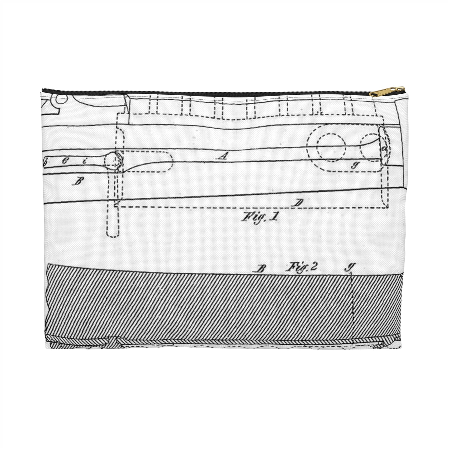 Patent drawing - Means of Attaching Magazines to Fire-Arms, 1875 Public domain image Large Organizer Pouch with Black Zipper