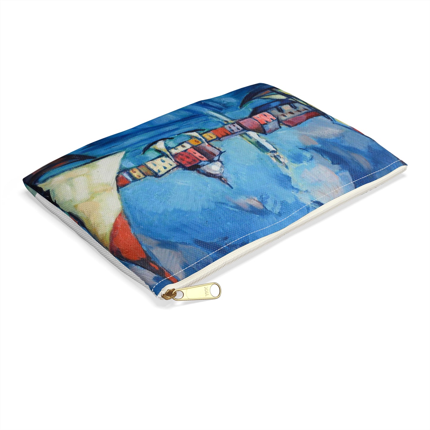 Magi veneetsia - A painting of boats in a harbor with buildings in the background Large Organizer Pouch with Black Zipper