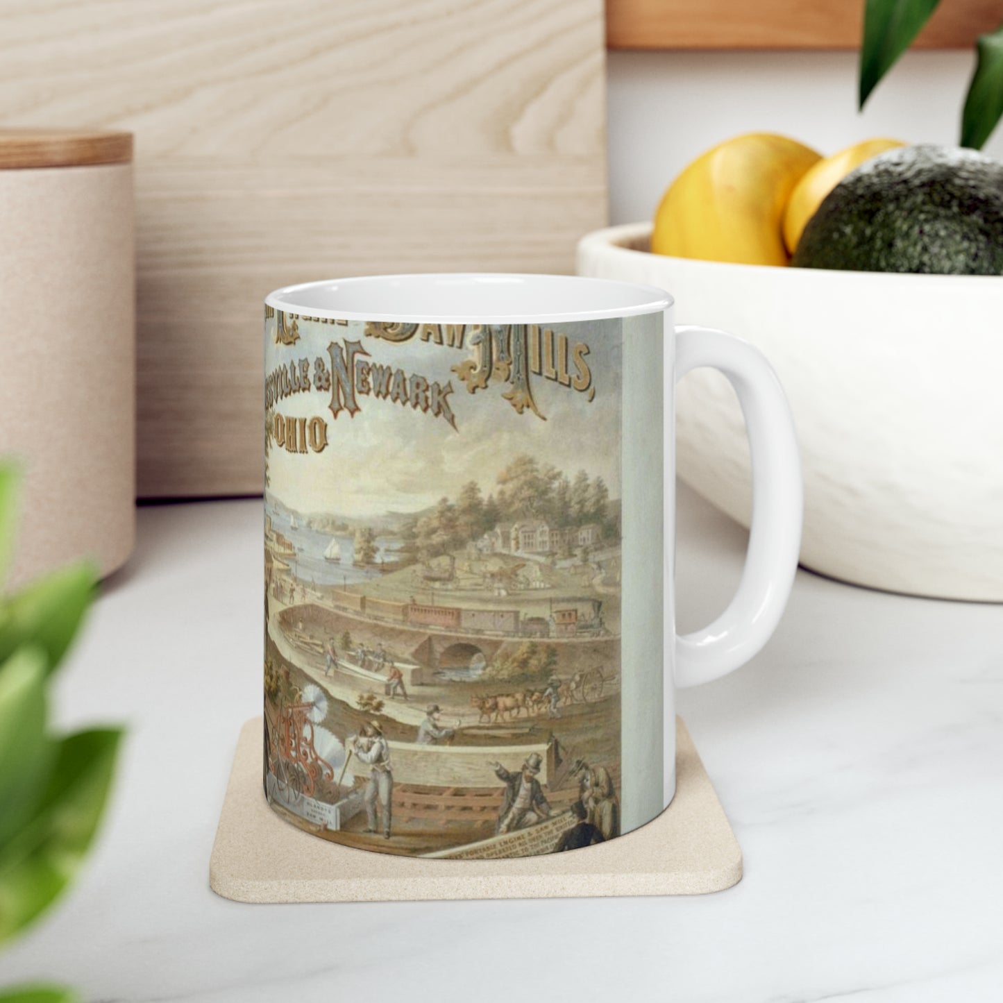 Blandy's portable steam engine and saw mills, Zanesville & Newark Ohio Beautiful Novelty Ceramic Coffee Mug 11oz