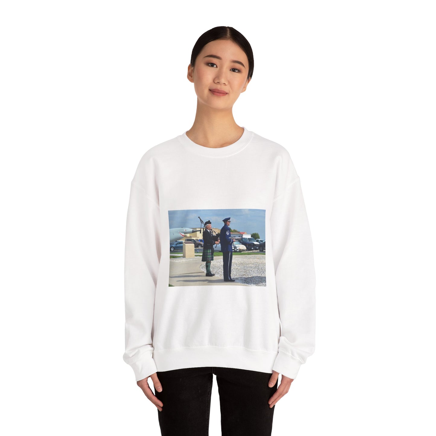 During the Twenty-Fifth Air Force Remembrance Ceremony White Heavy Blend Adult Crew Neck SweatShirt