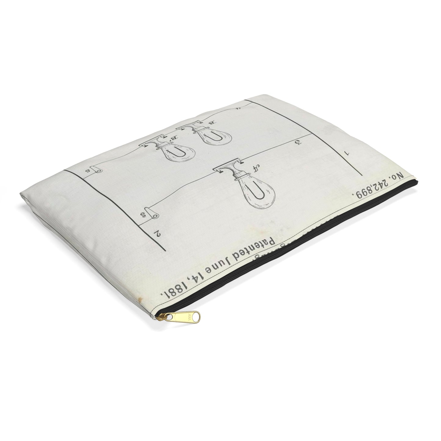 Patent drawing - for T. A. Edison's Electric Lighting Public domain image Large Organizer Pouch with Black Zipper