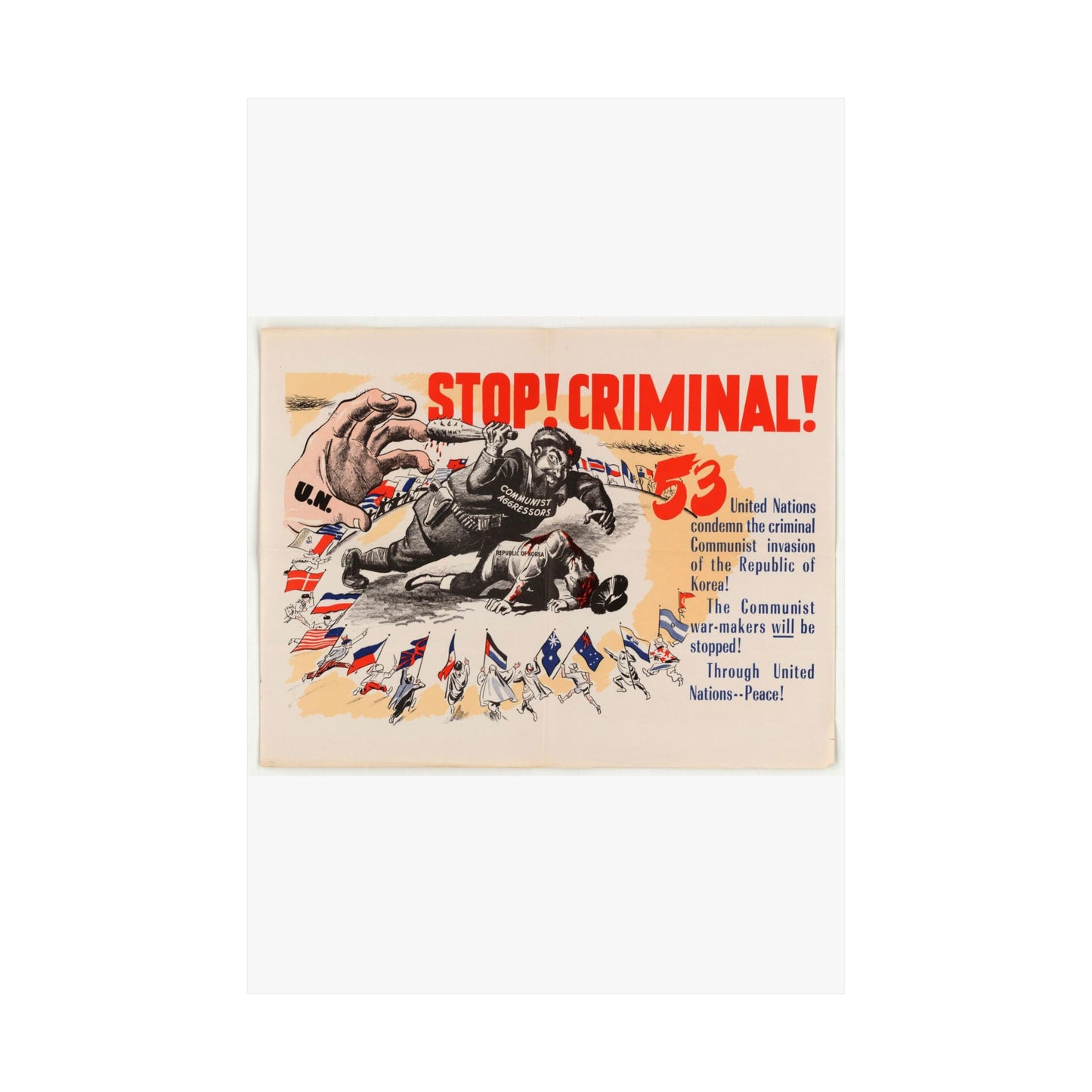 Stop Criminal!, Cold War American Propaganda poster High Quality Matte Wall Art Poster for Home, Office, Classroom