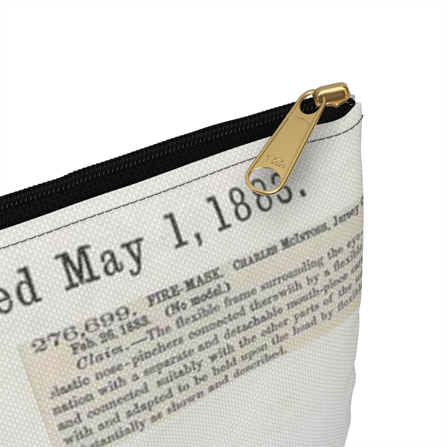 Patent drawing - for C. McIntosh's Fire Mask Public domain image Large Organizer Pouch with Black Zipper